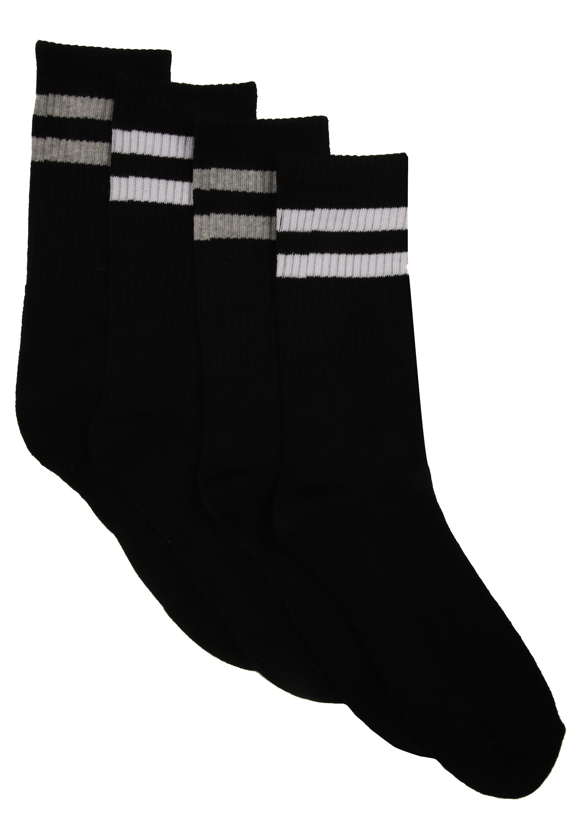 Mens 4pk Black Stripe Sport Socks