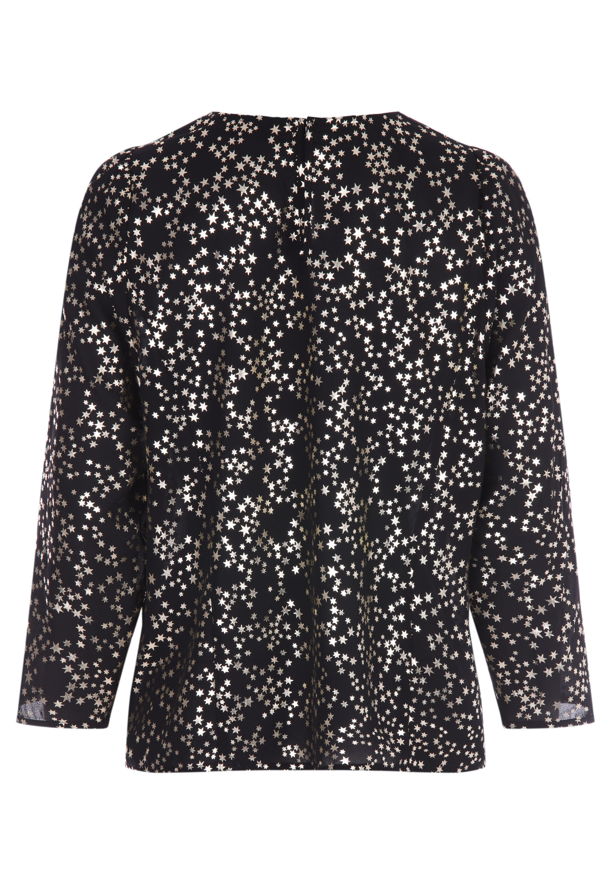 Womens Black & Gold Star Long Sleeve Top