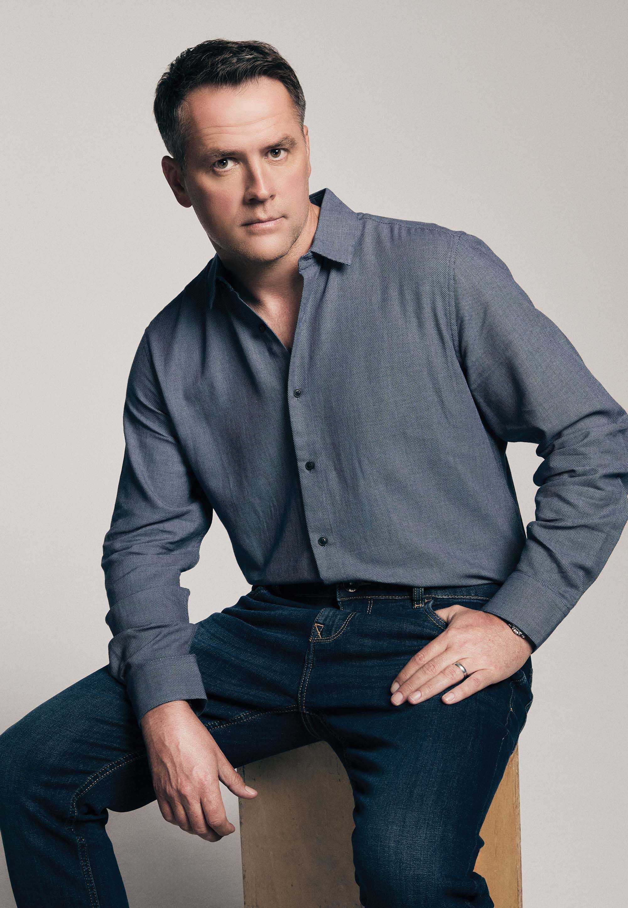 Mens Navy Plain Dobby Long Sleeve Shirt