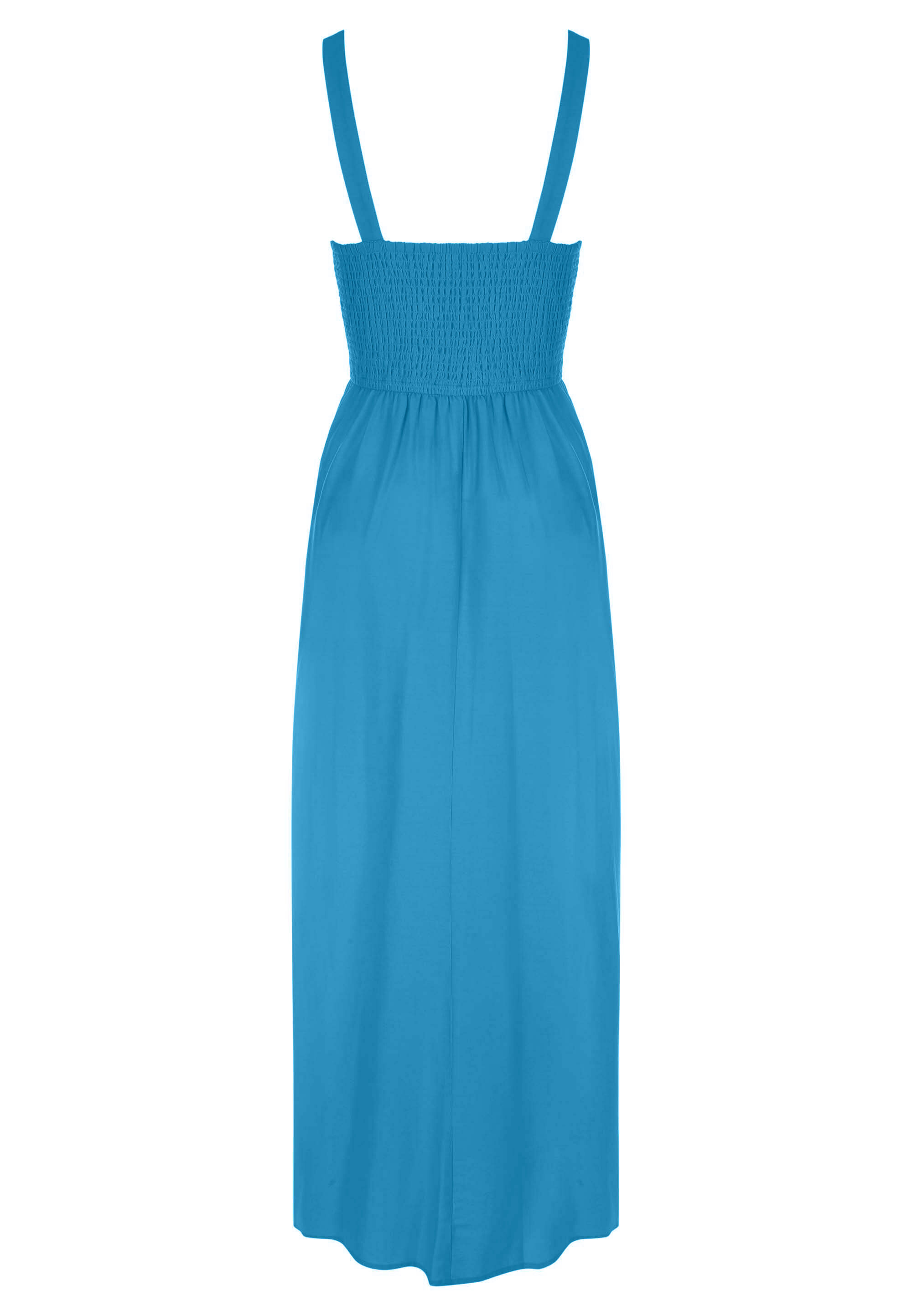 Womens Blue Linen Blend Midi Dress