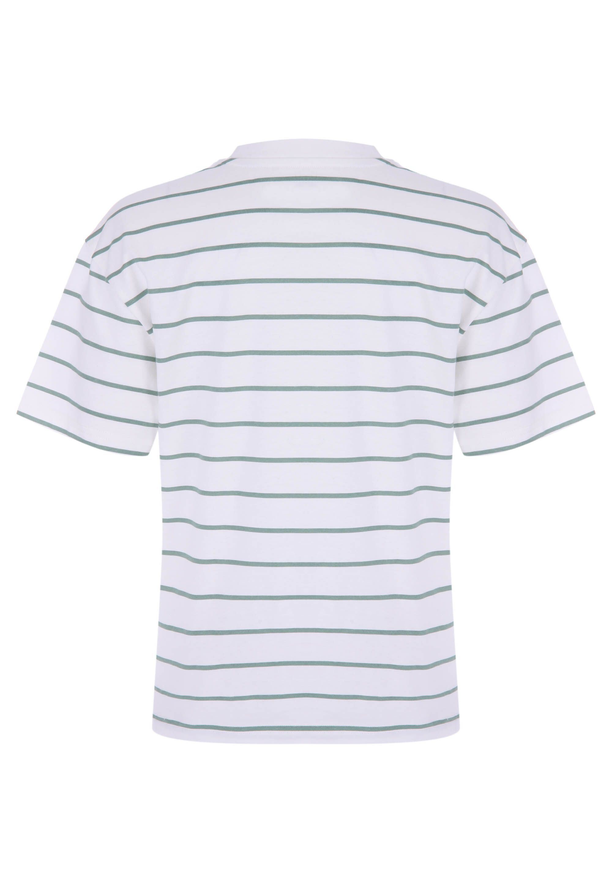 Older Boys Cream & Green Stripe Short Sleeve T-Shirt