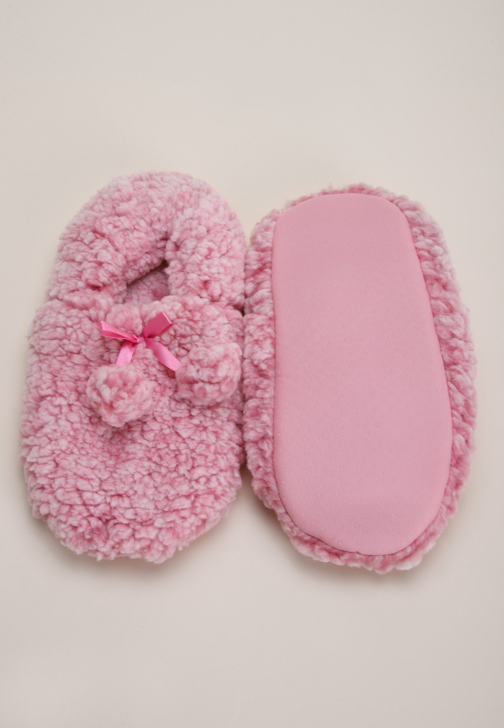 Womens Pink Sherpa Ballerina Slipper Socks