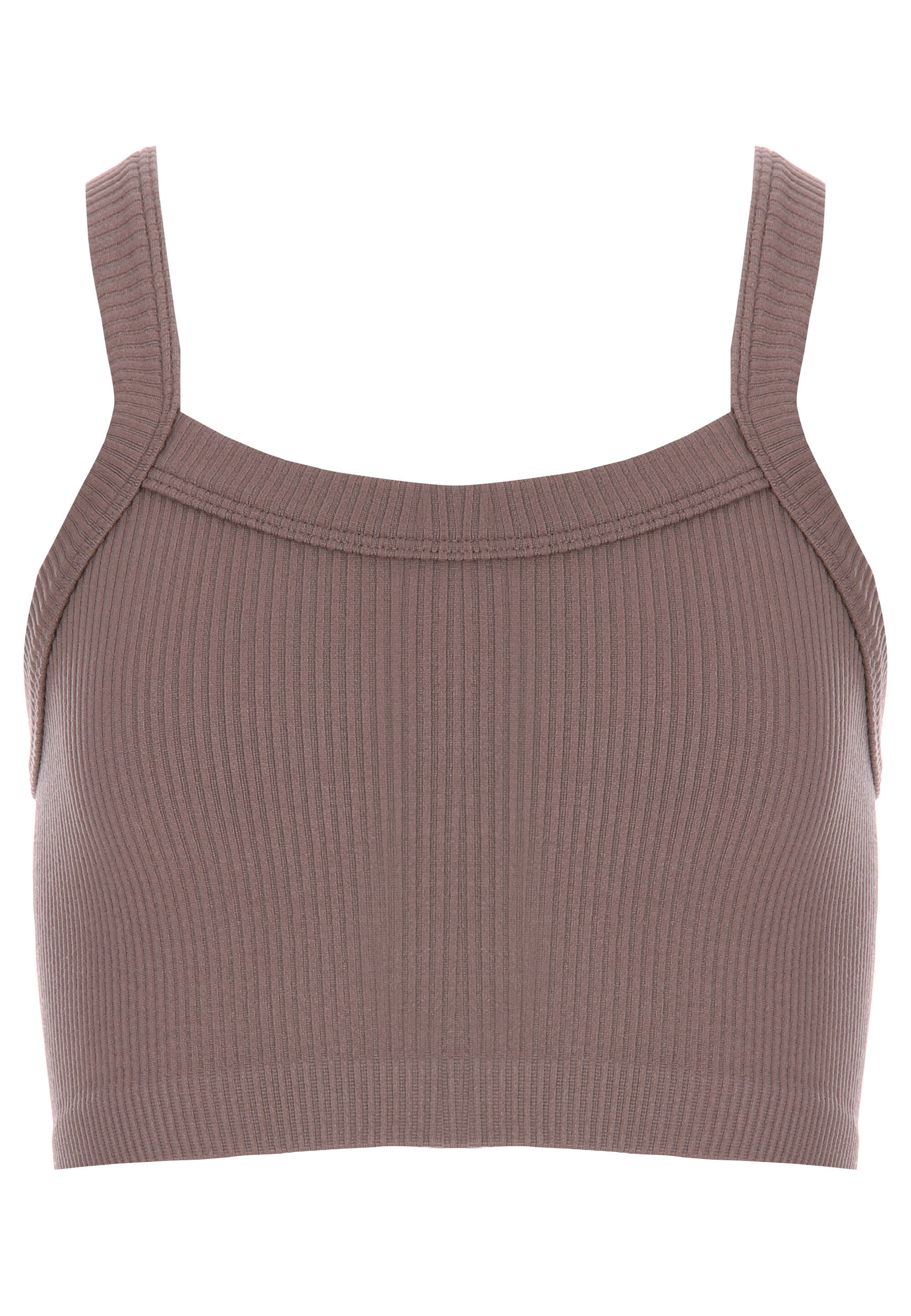 Older Girls Mocha Seam Free Rib Crop Top