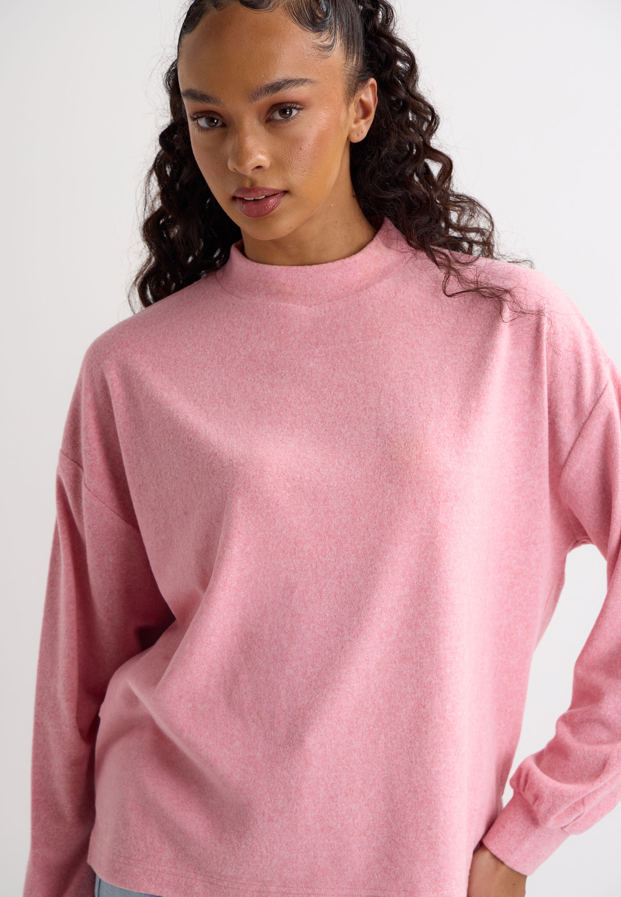 Womens Pink Cosy Relaxed Plain Top