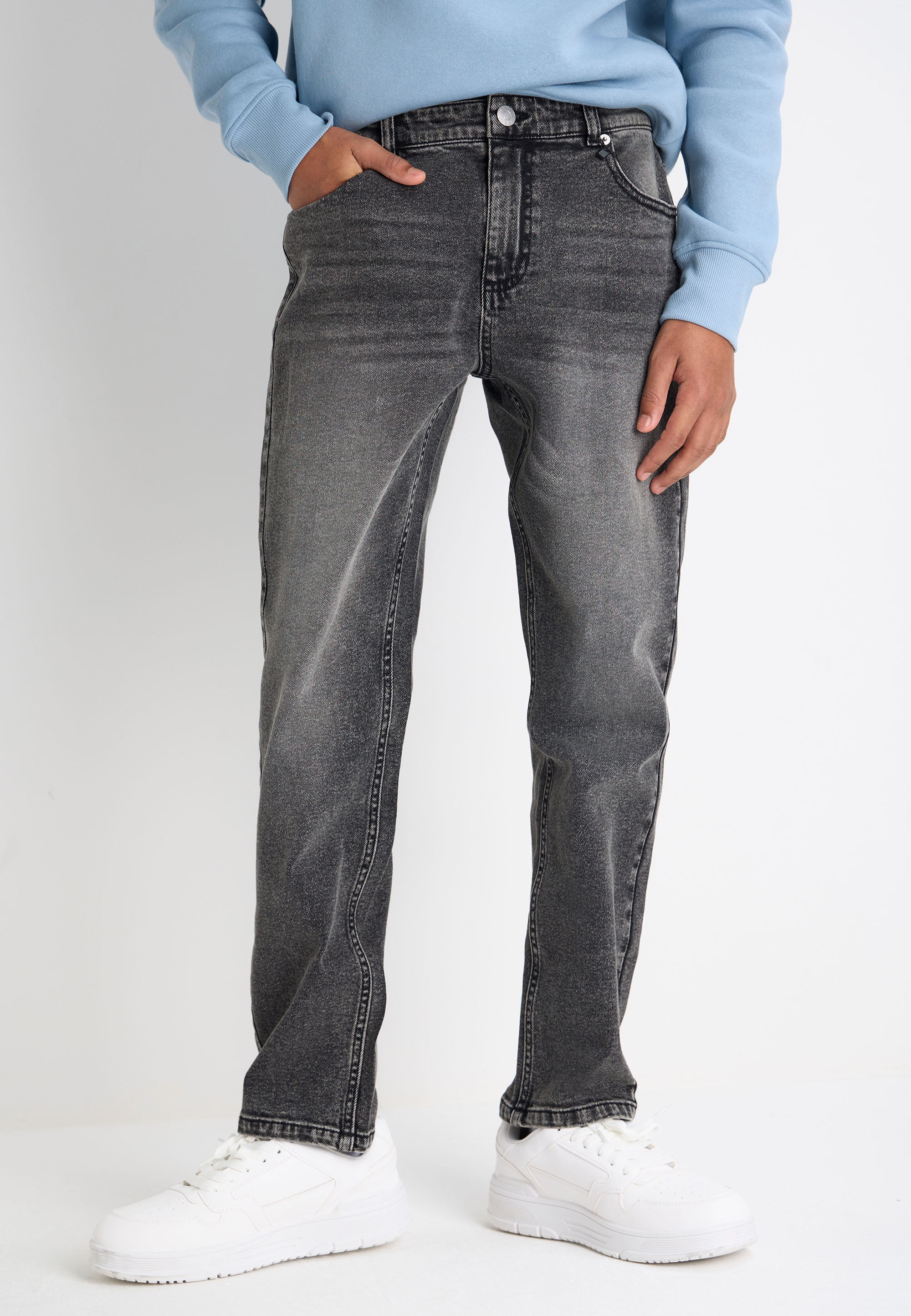 Older Boys Grey Straight Leg Jeans