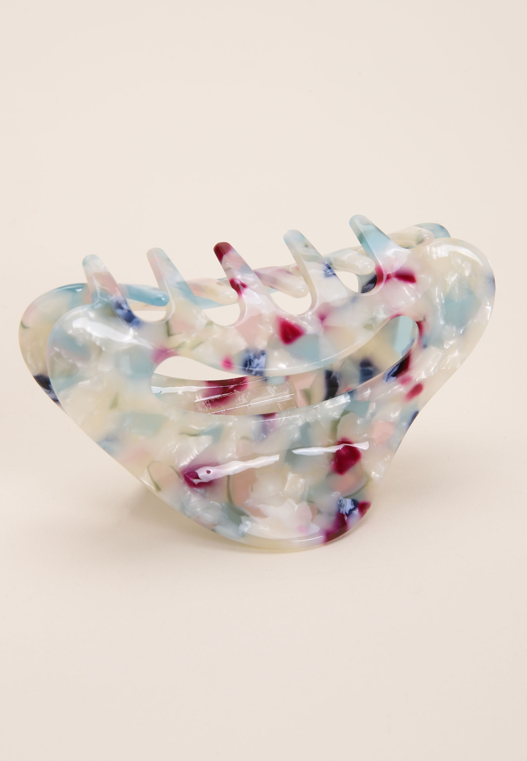 Womens Cream Patterned Semi Circle Claw Hair Clip