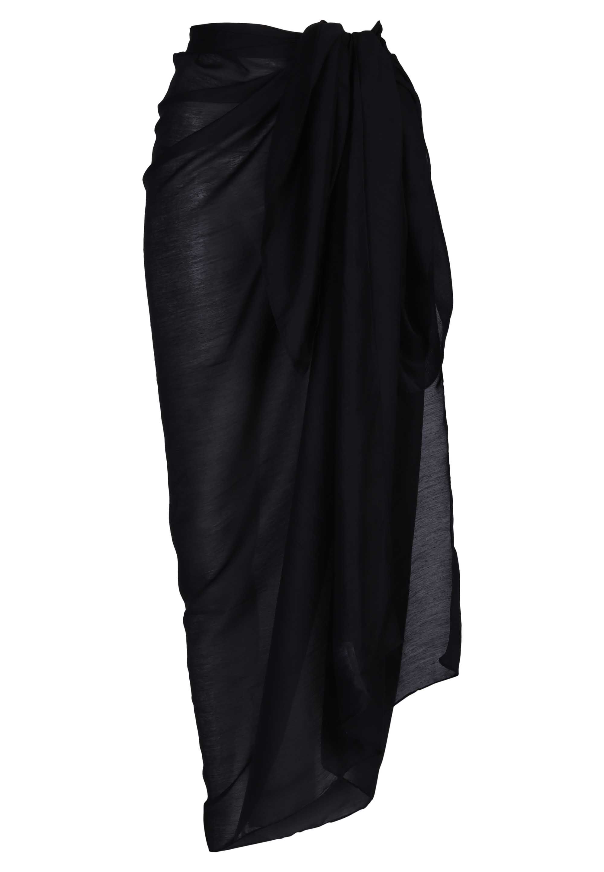 Womens Black Plain Sarong