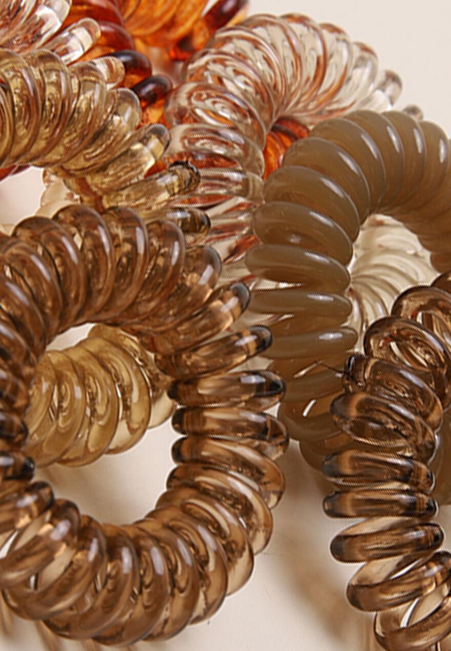 Womens 8pk Brown Spiral Hair Bobbles
