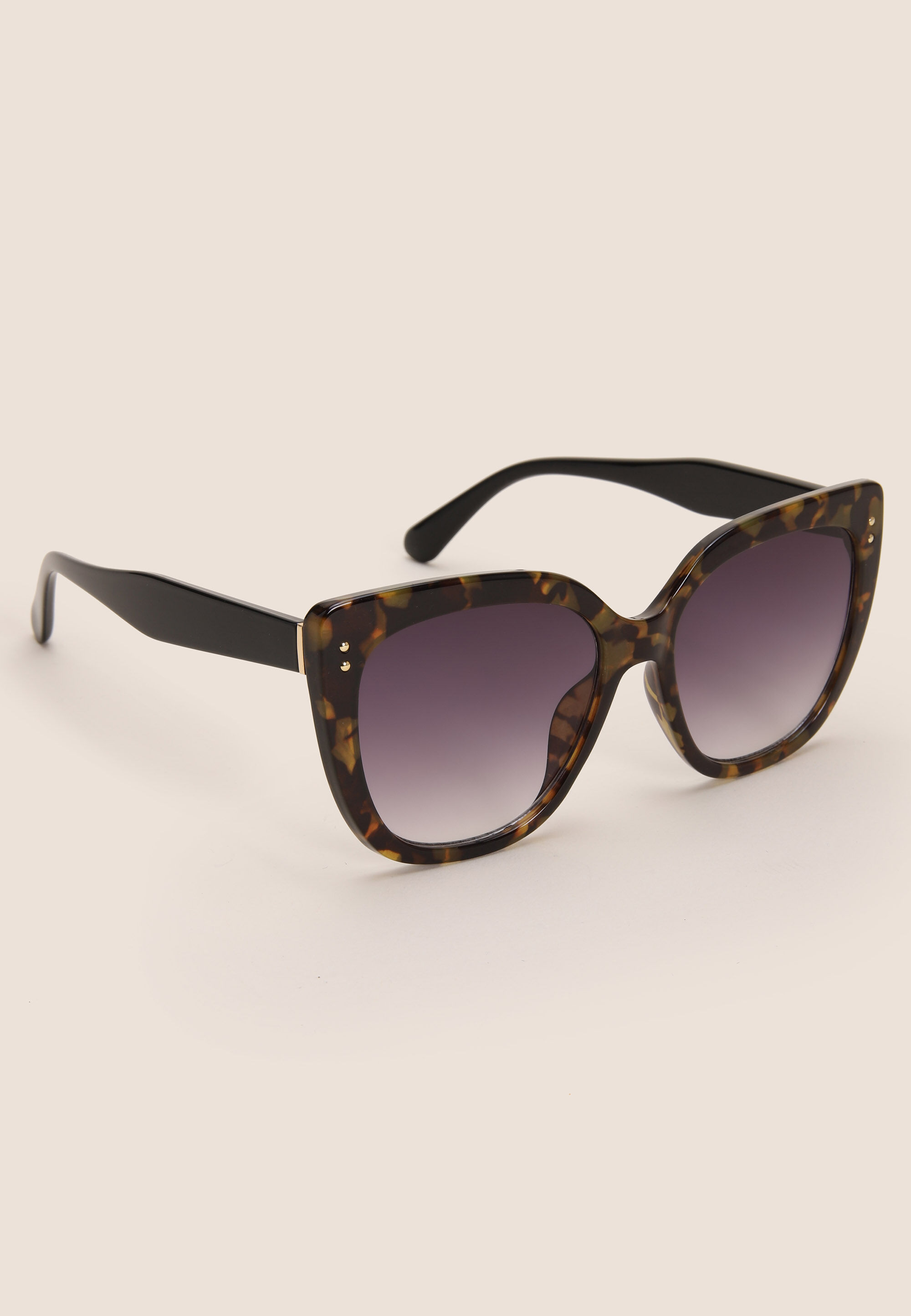 Womens Brown Tortoise Pattern Cat Eye Sunglasses