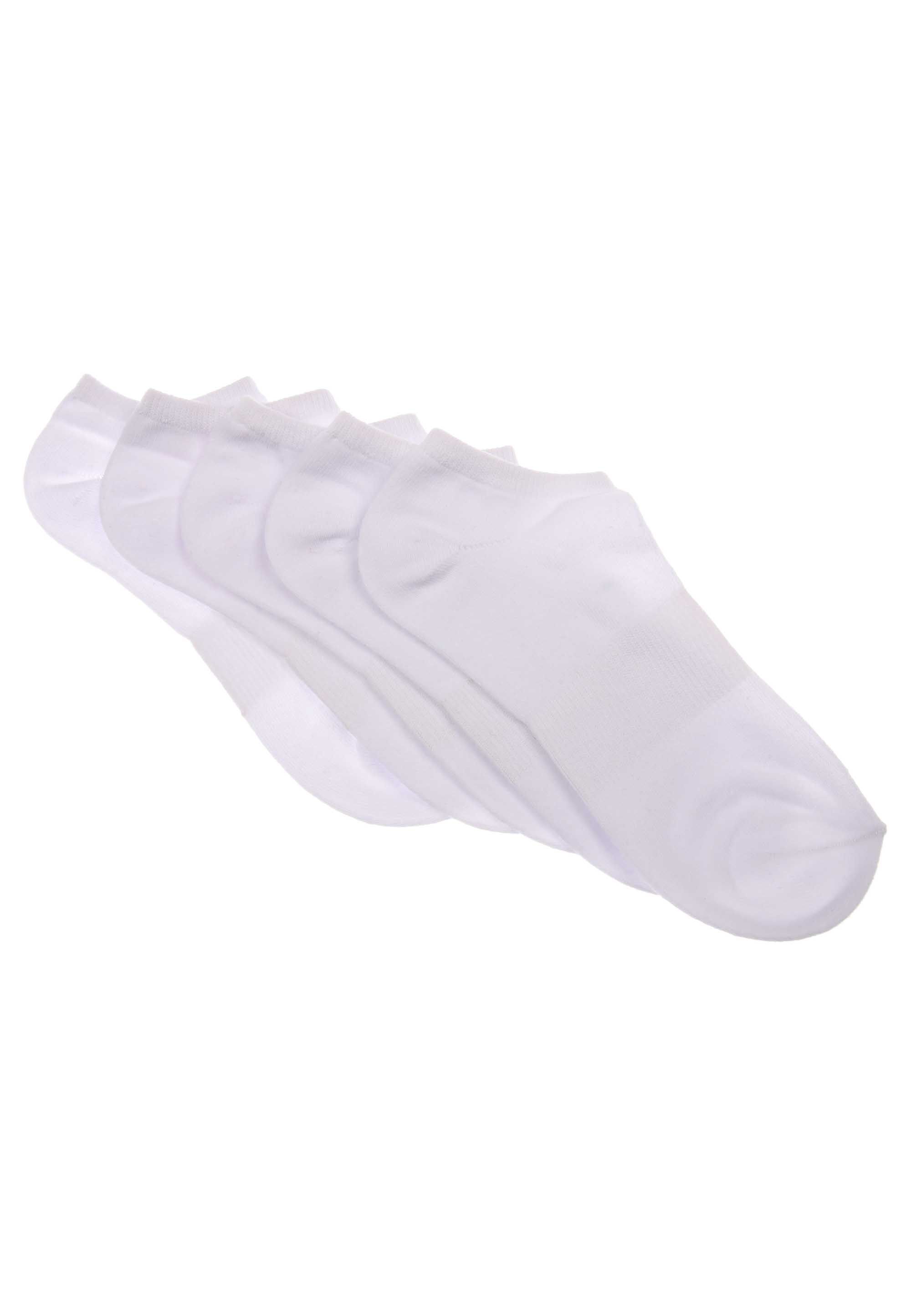 Womens 5pk White Plain No Show Trainer Socks