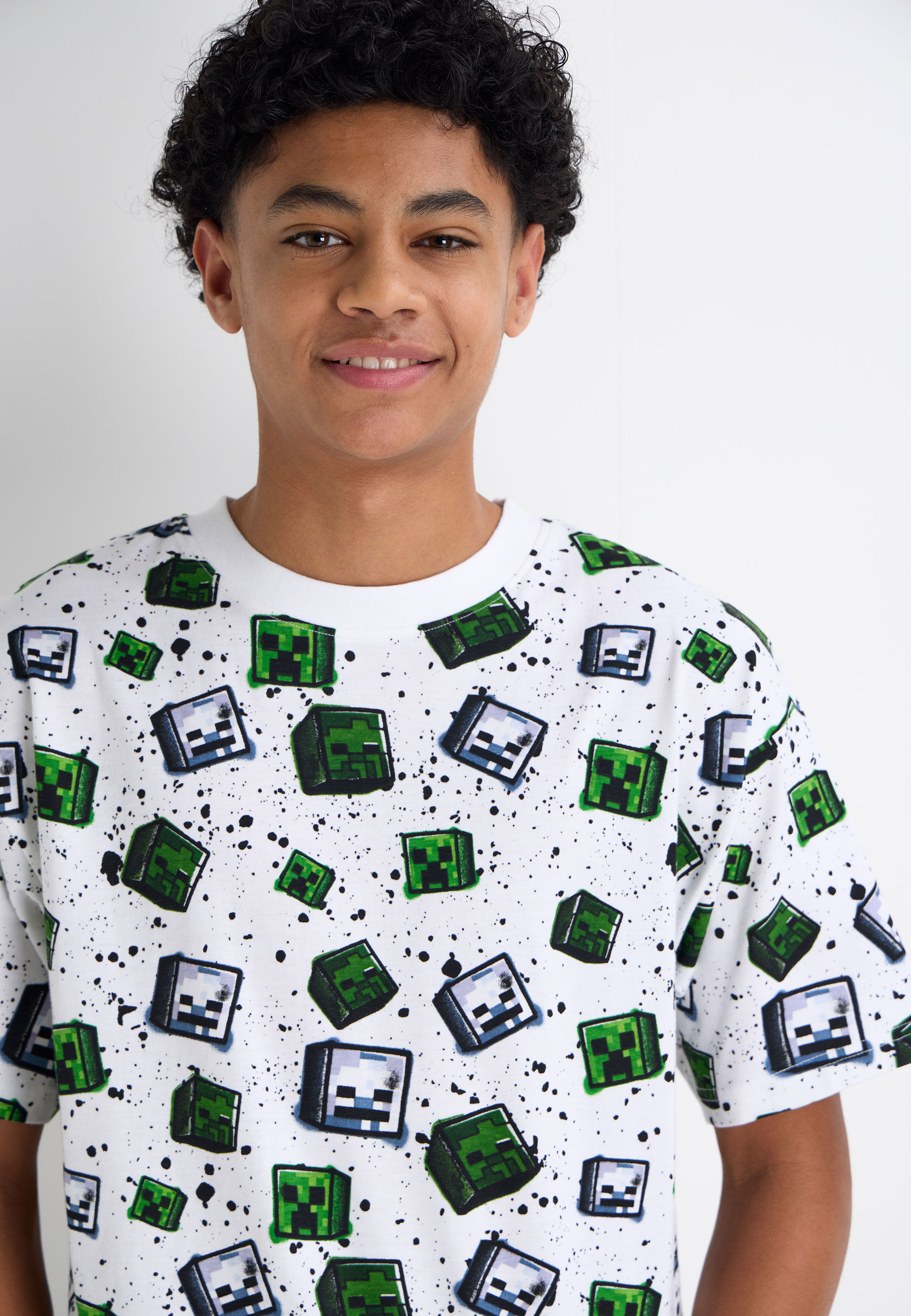 Older Boys White Minecraft Graphic Print T-Shirt