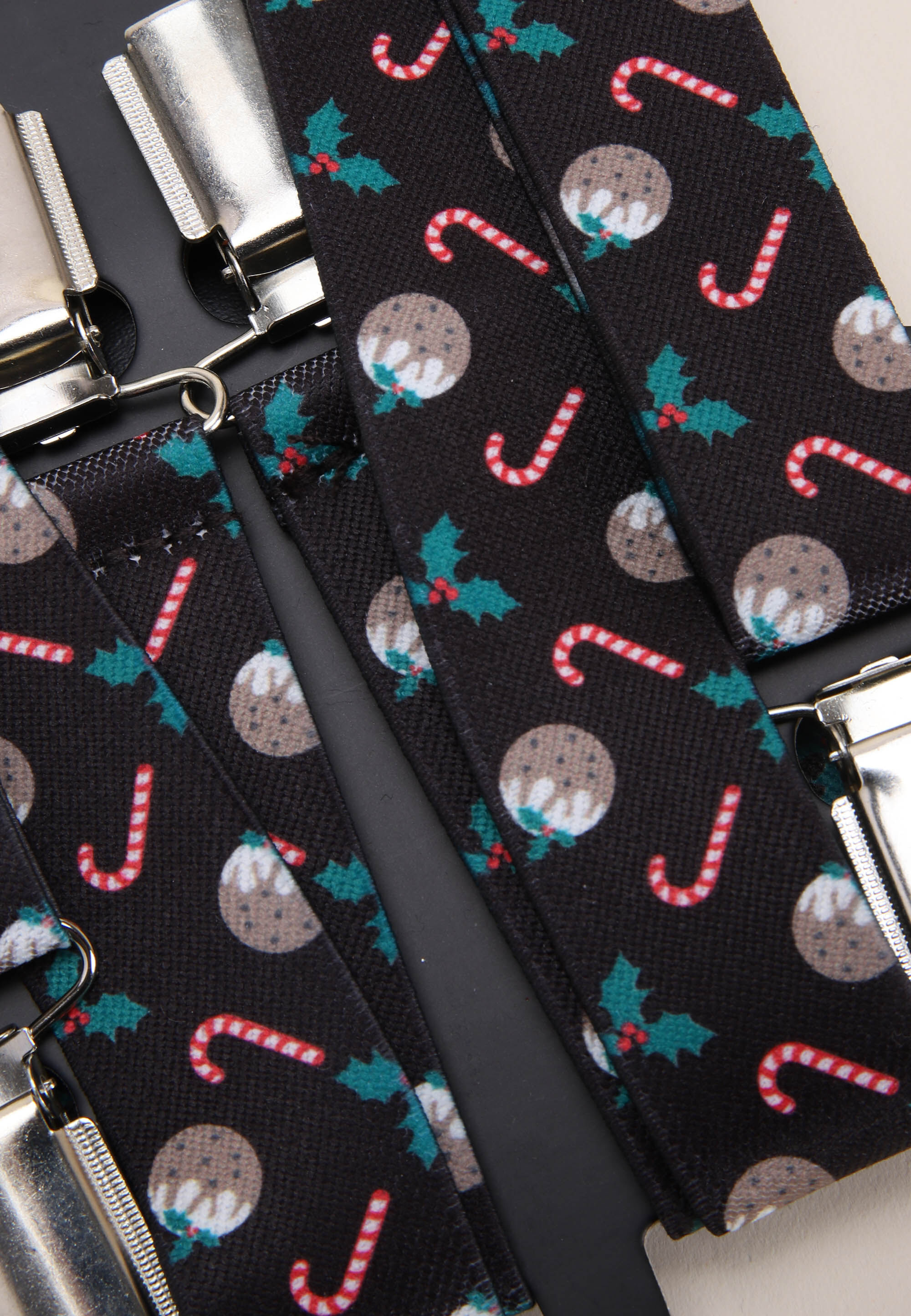 Mens Black Novelty Christmas Adjustable Braces