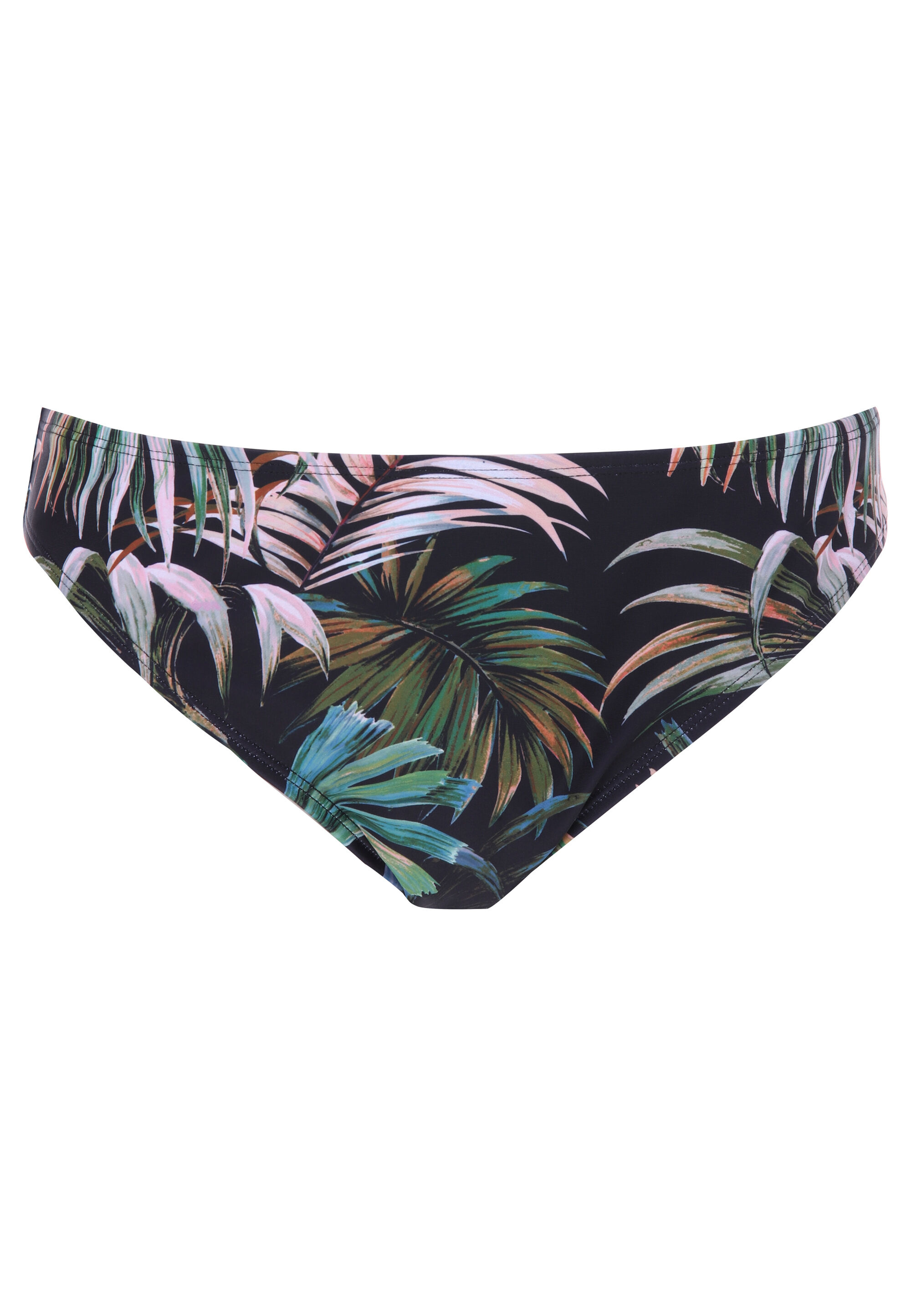 Womens Black Tropical Print Bikini Bottoms