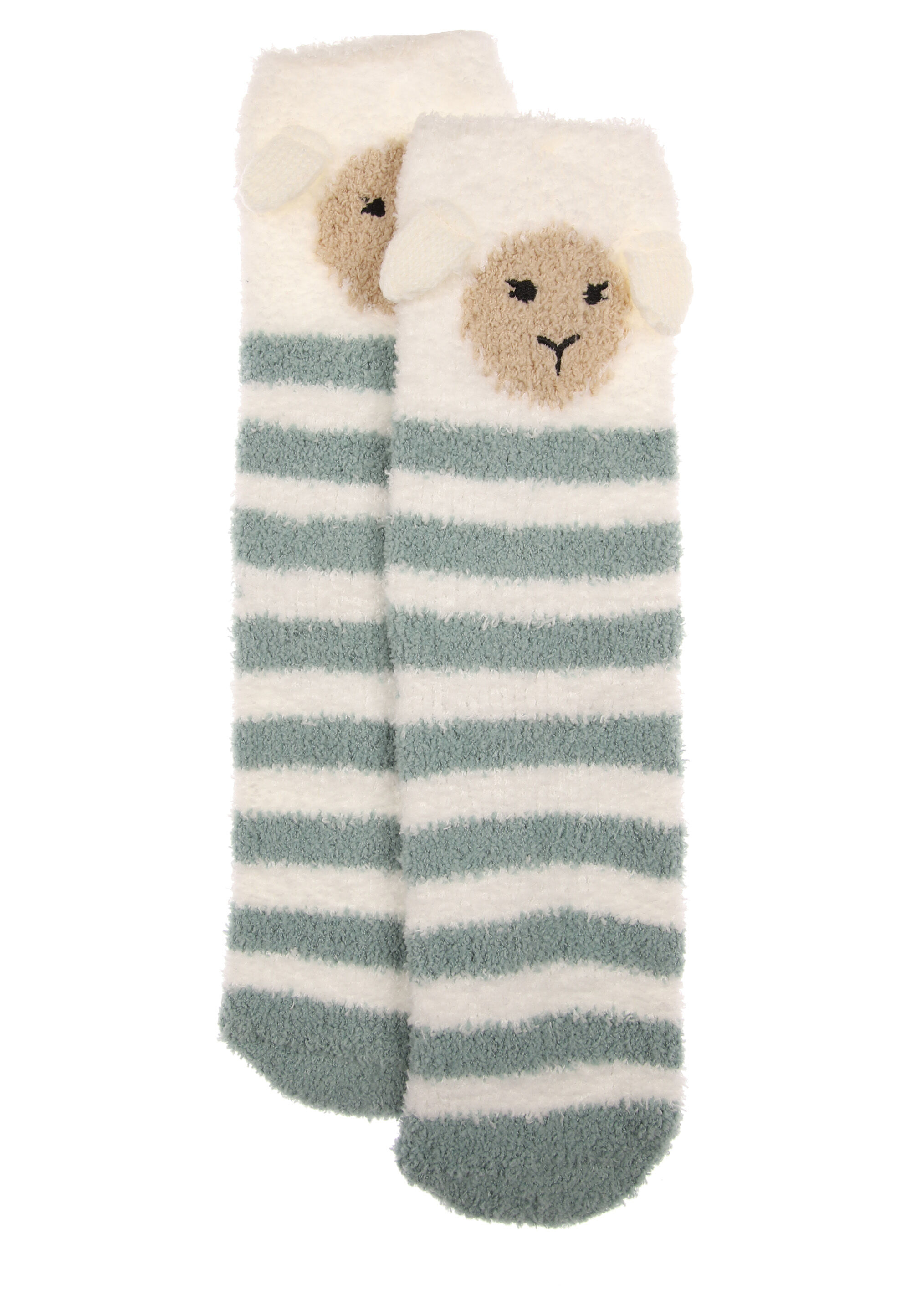 Womens 1pk Green Sheep Marshmallow Cosy Socks