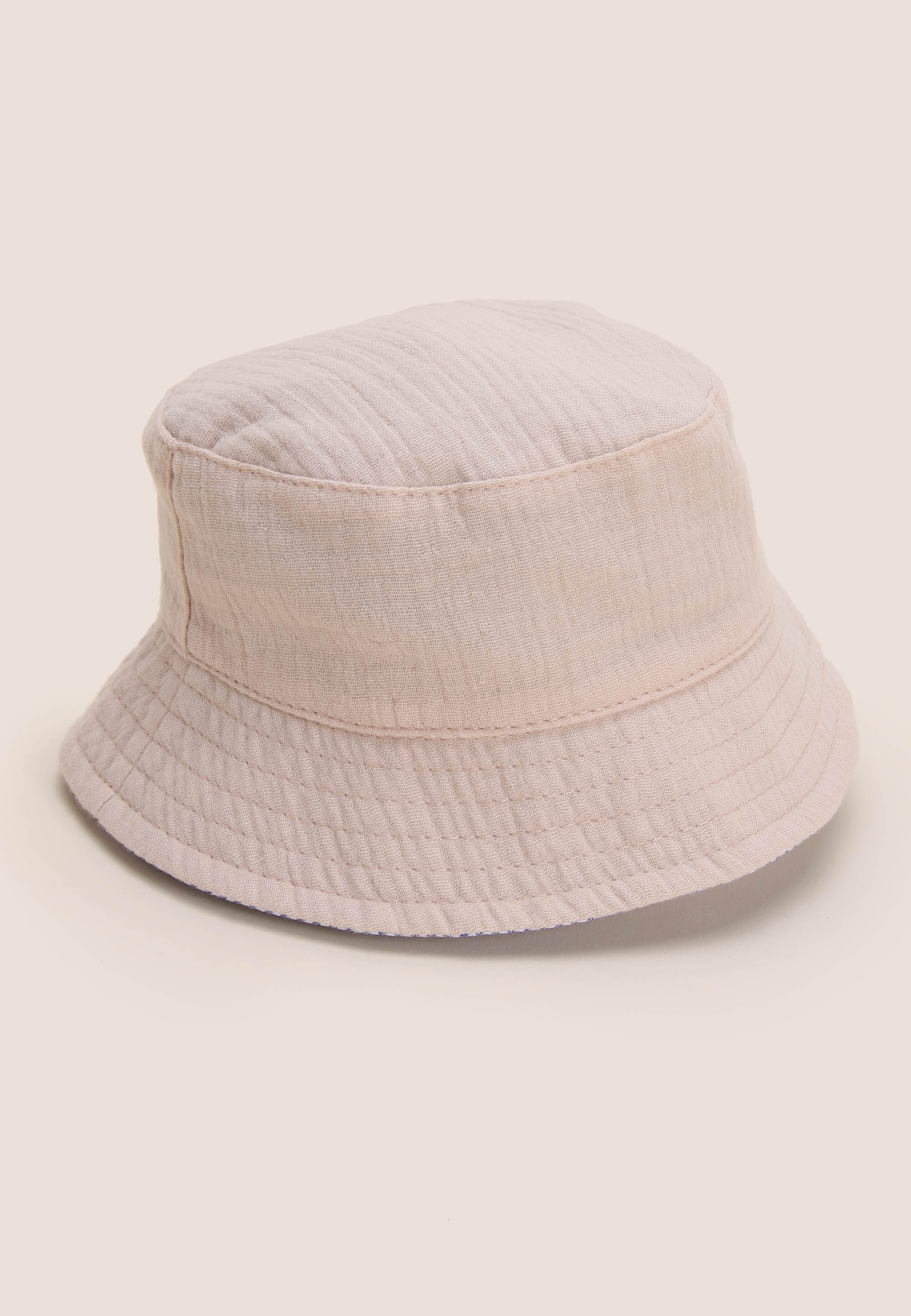 Baby Boys Stone Cheesecloth Reversible Bucket Hat