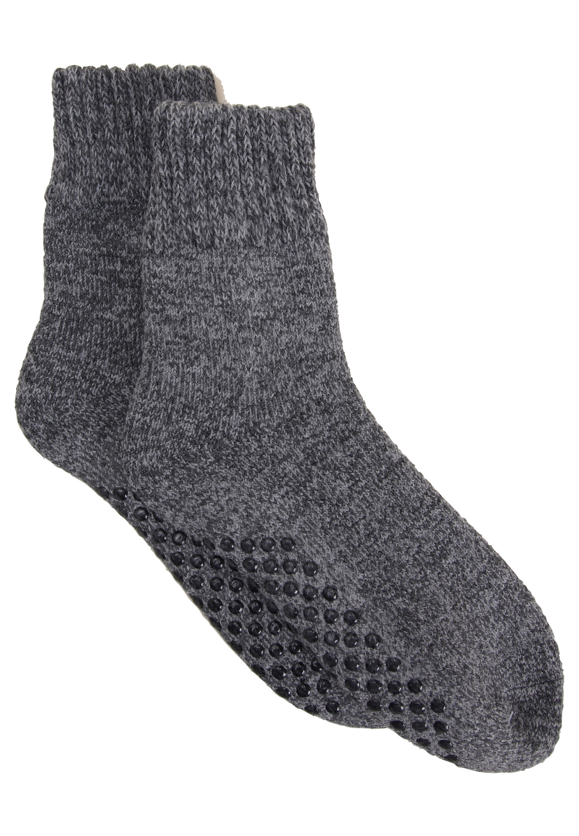 Mens 1pk Grey Knitted Cropped Slipper Socks