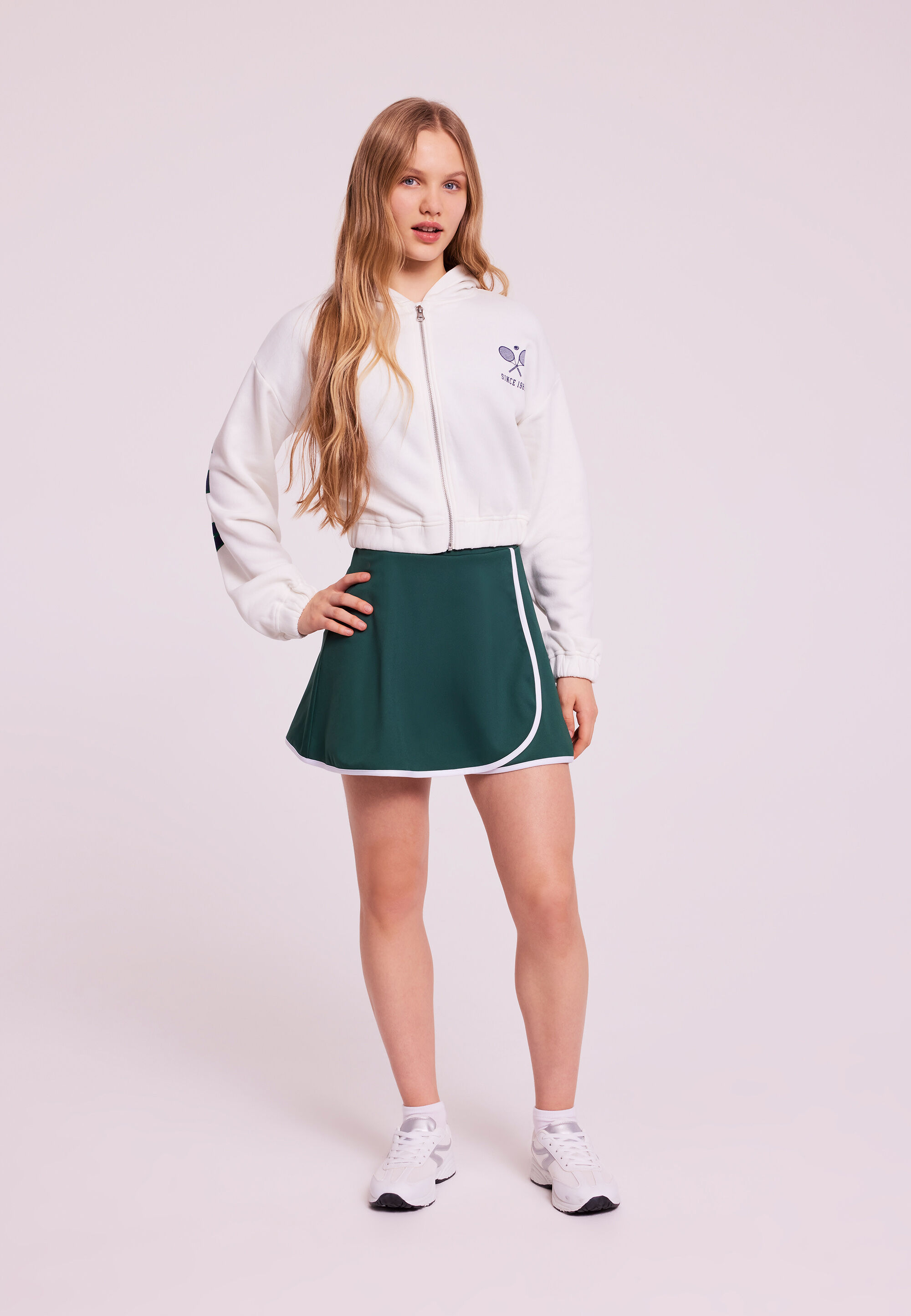 Older Girls Green Plain Active Skort