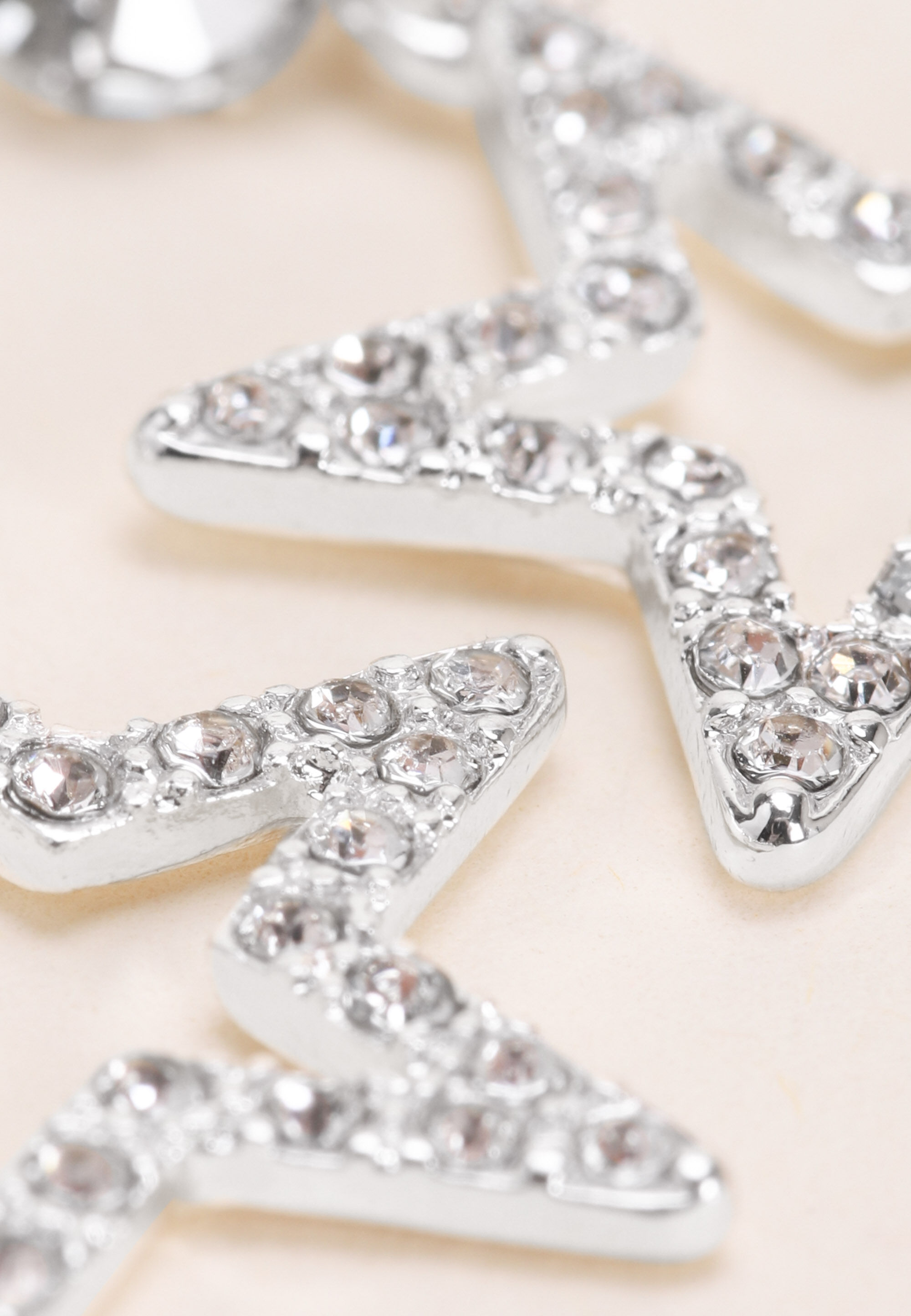 Womens Silver Diamante Star Drop Earrings