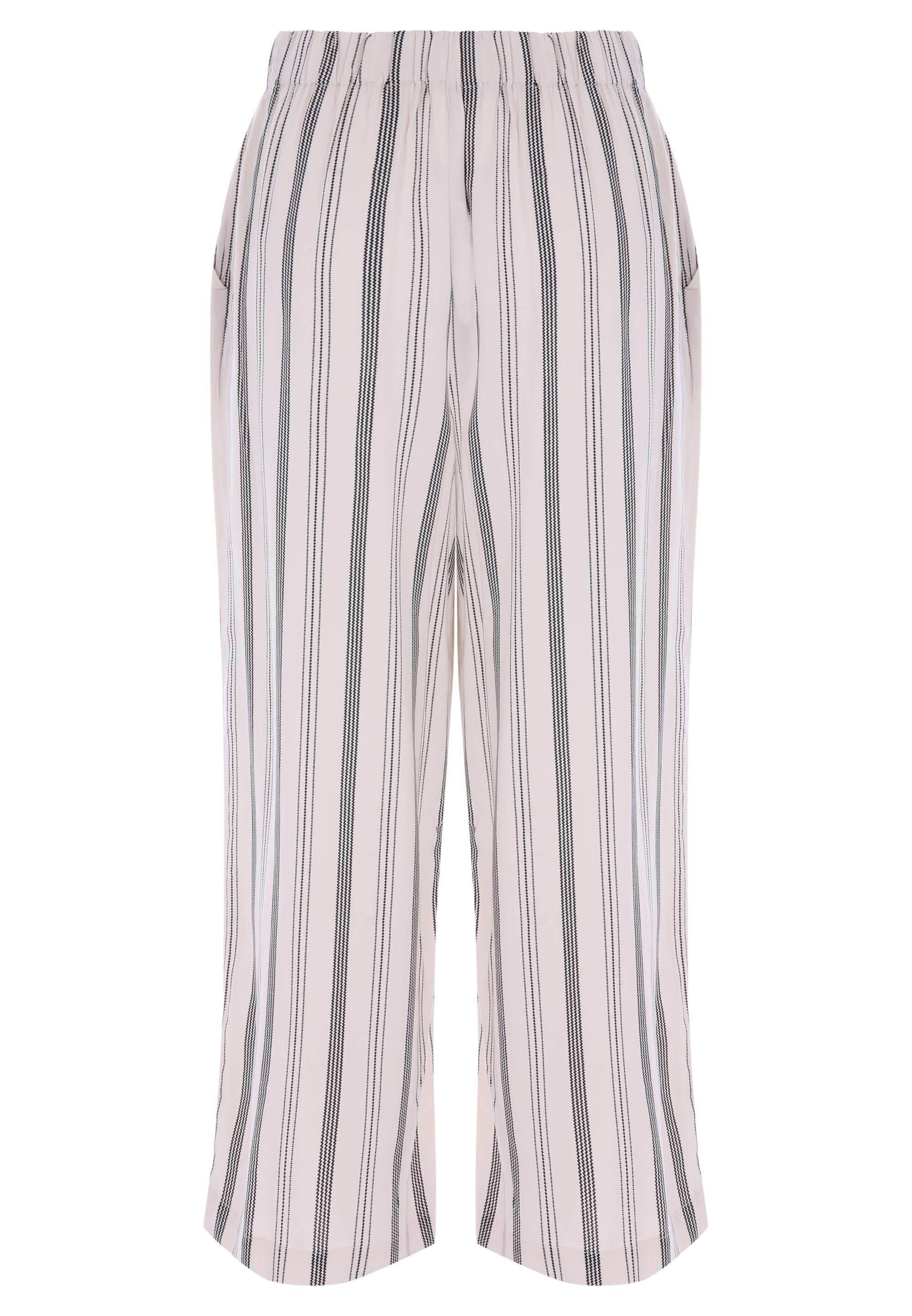 Womens White & Black Stripe Culotte Trousers
