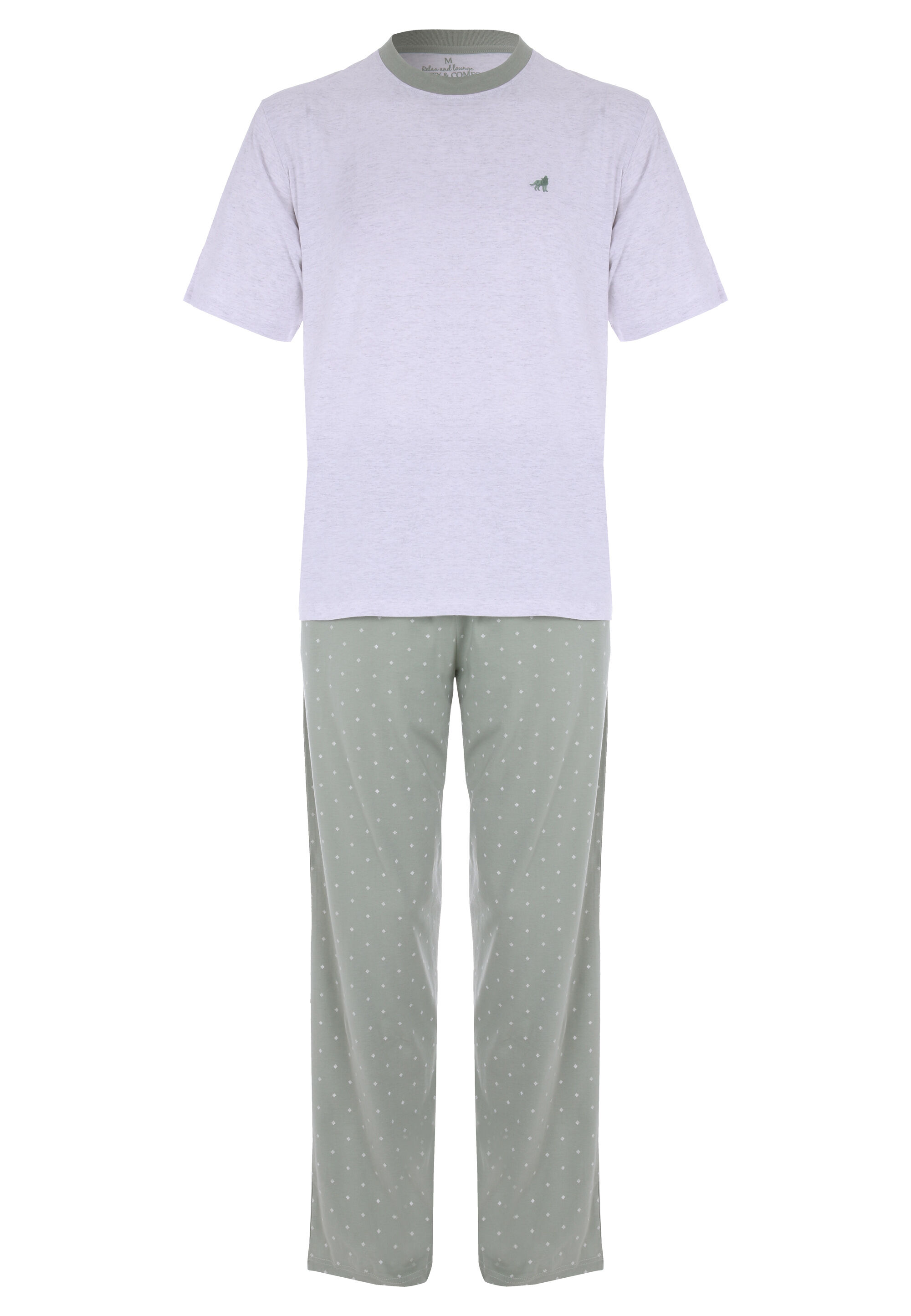 Mens Green Geo Jersey Pyjama
