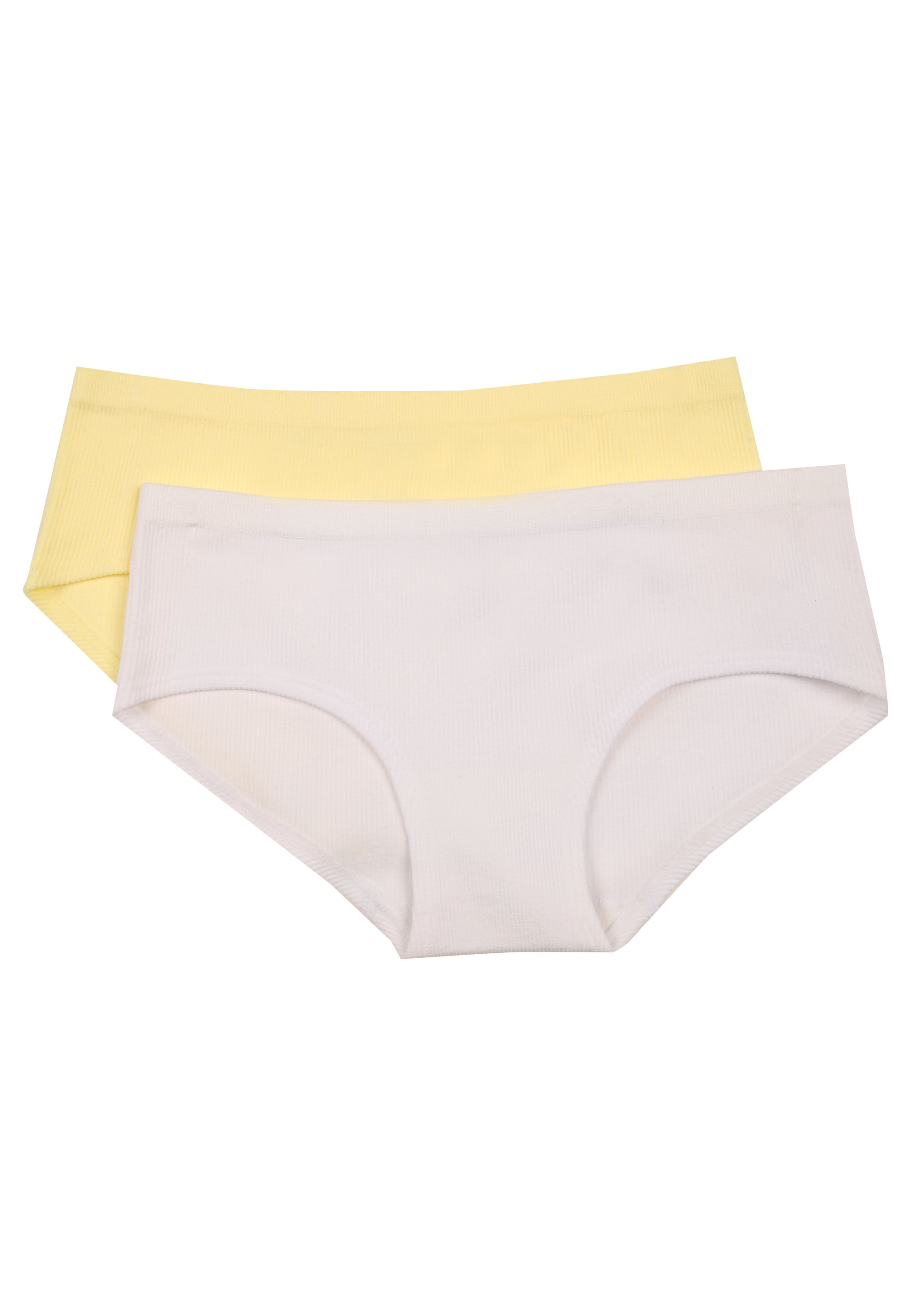 Older Girls 2pk Yellow & White Ribbed Briefs