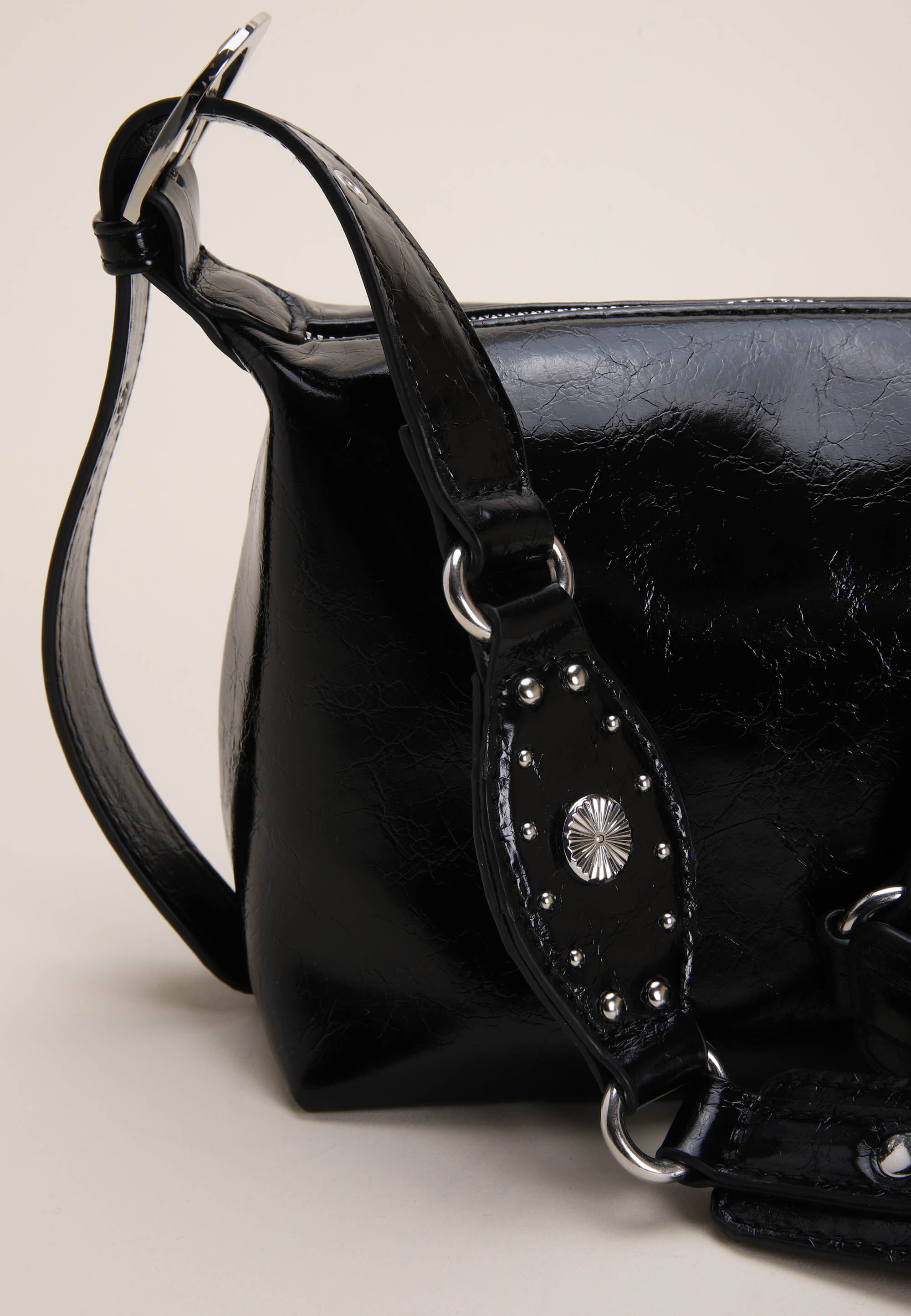 Womens Black Western Strap Cross Body Bag