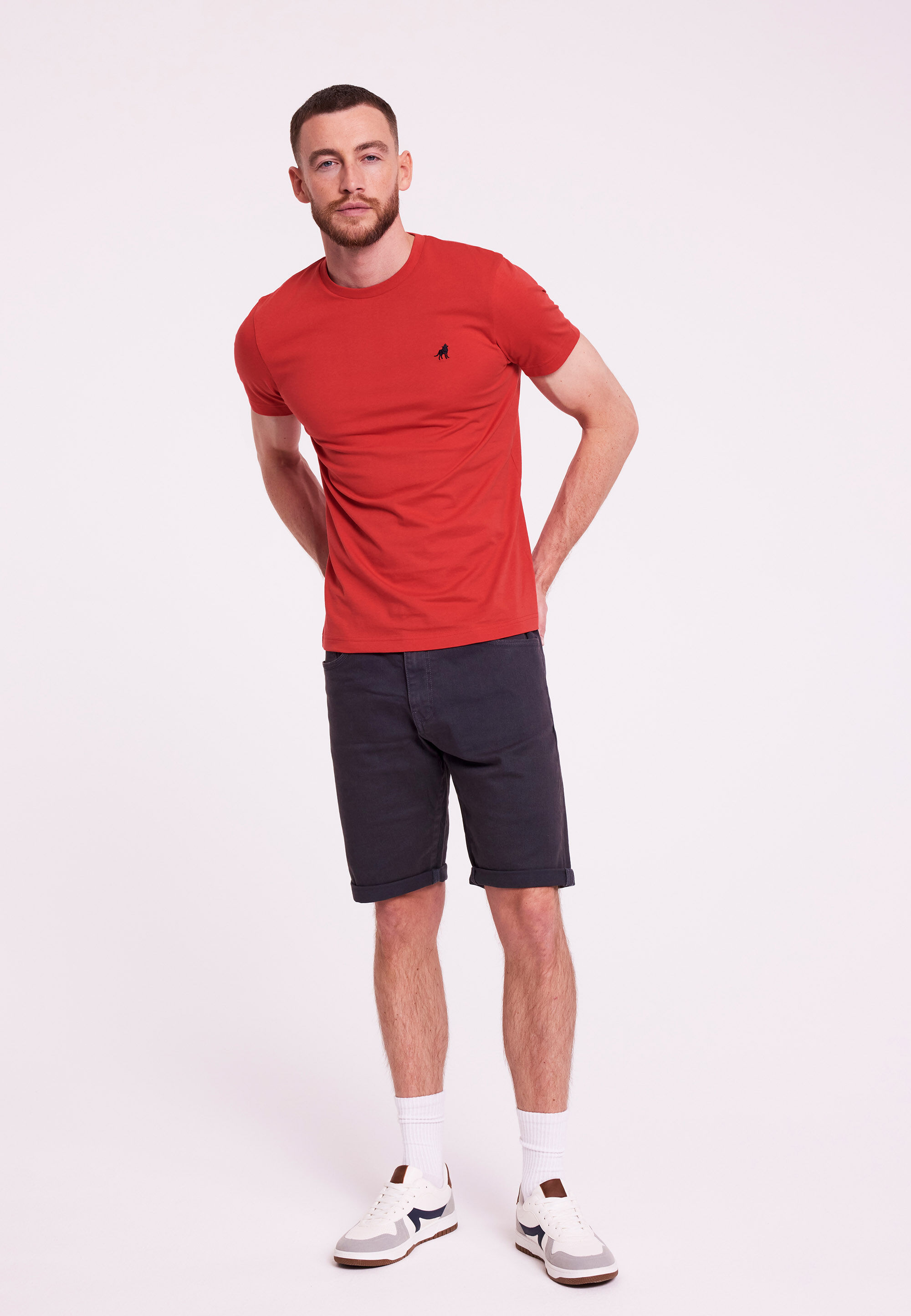 Mens Red Crew Neck Basic T-Shirt