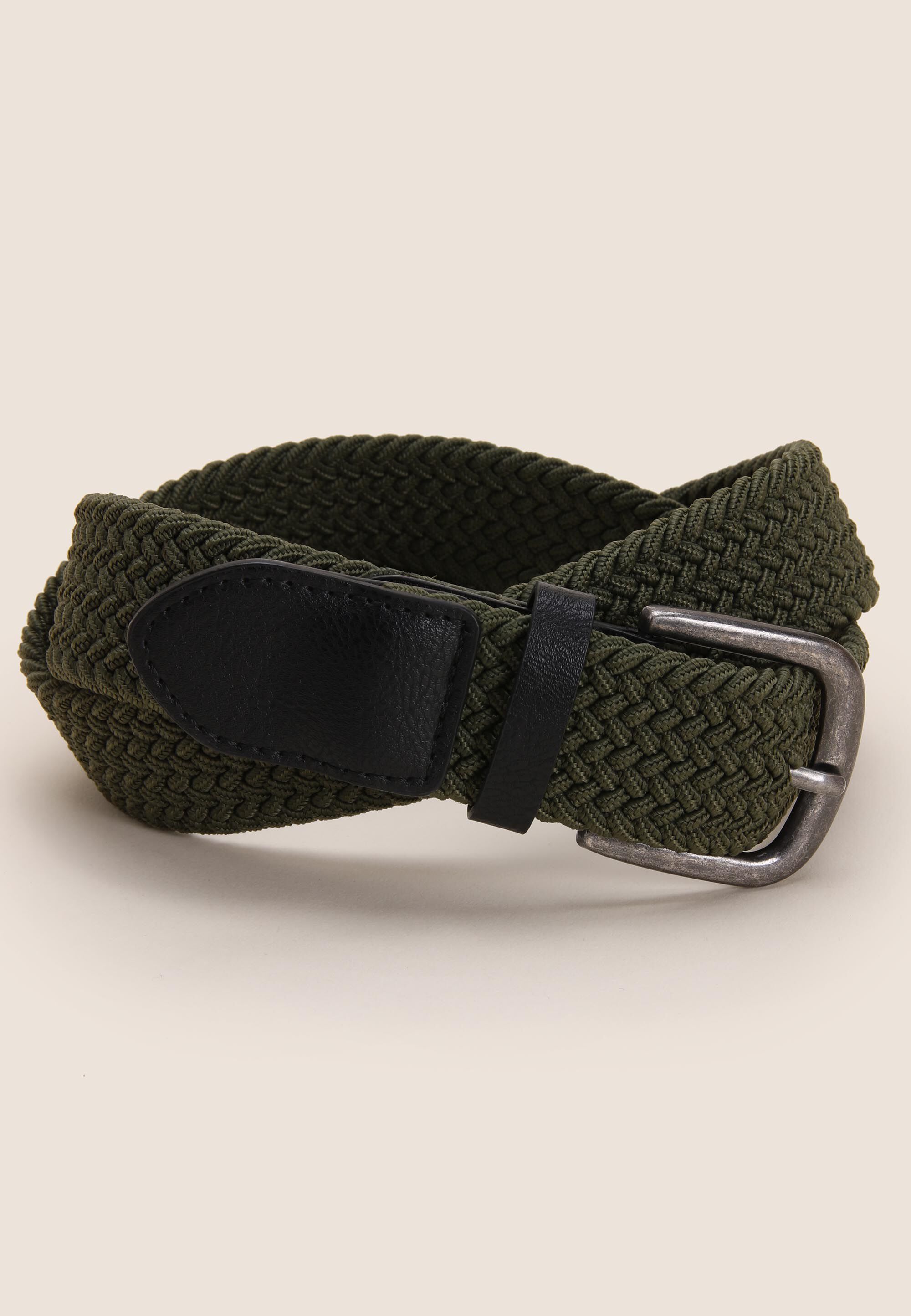 Mens Khaki Plain Stretch Chino Belt