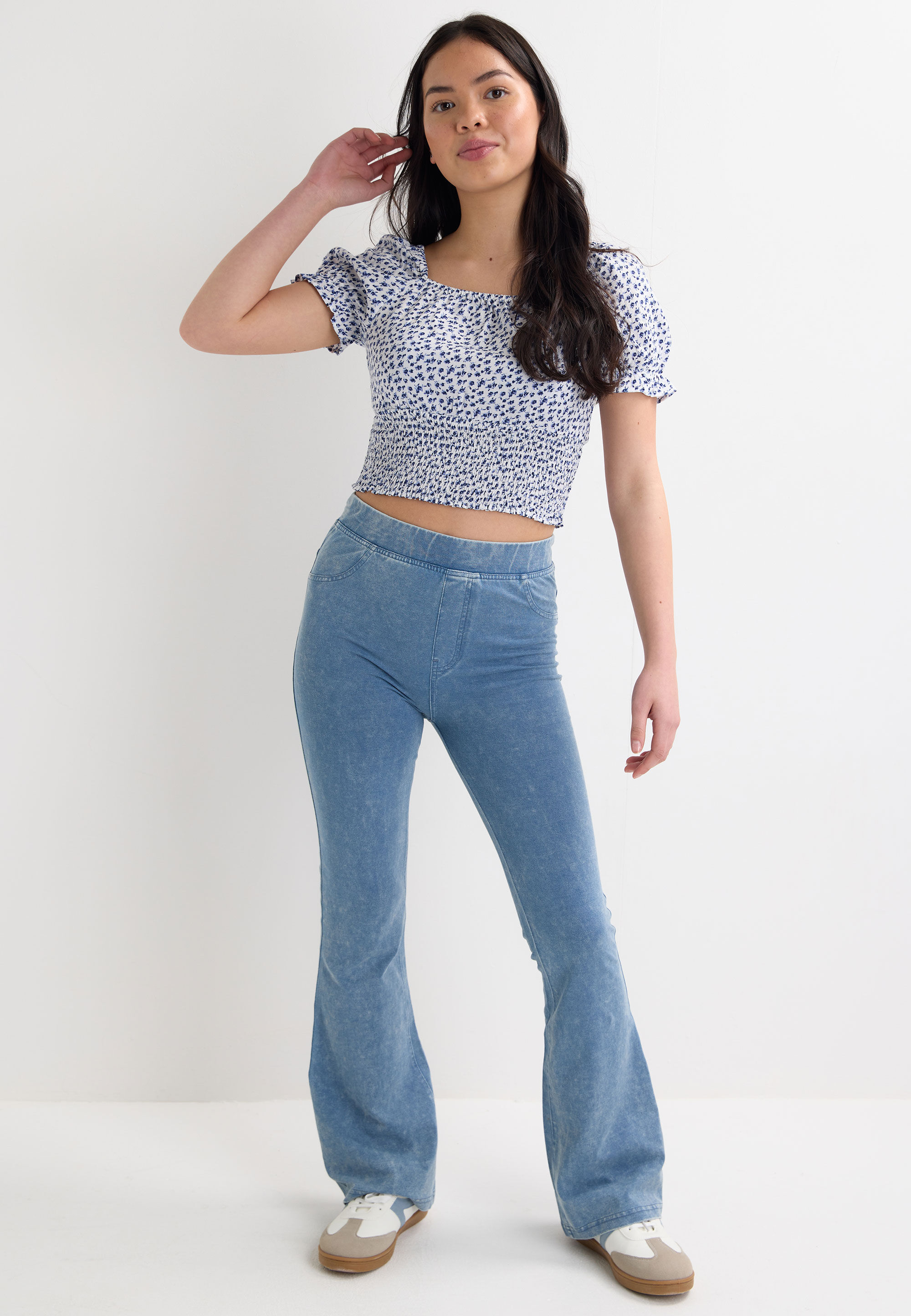 Older Girls Blue Denim Bootcut Jeggings