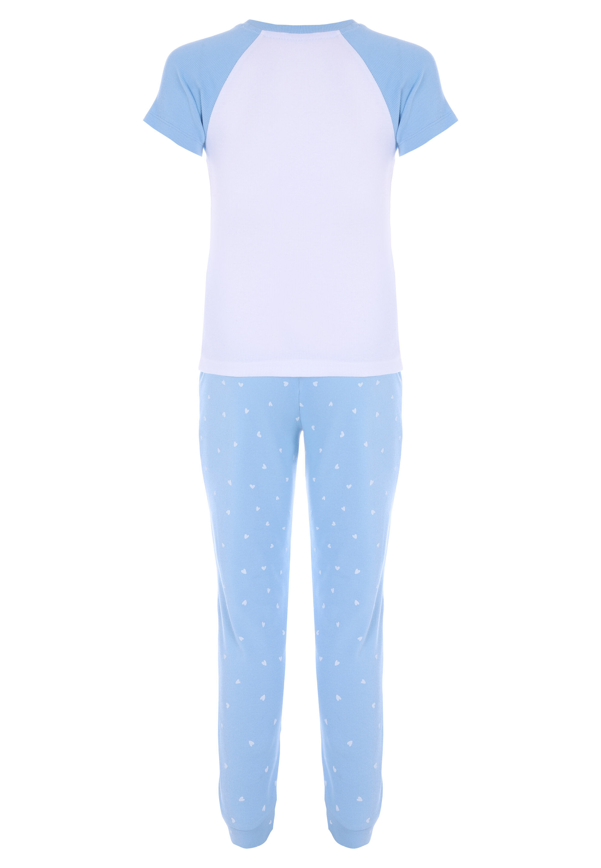 Older Girls Blue City Heart Print Pyjama Set