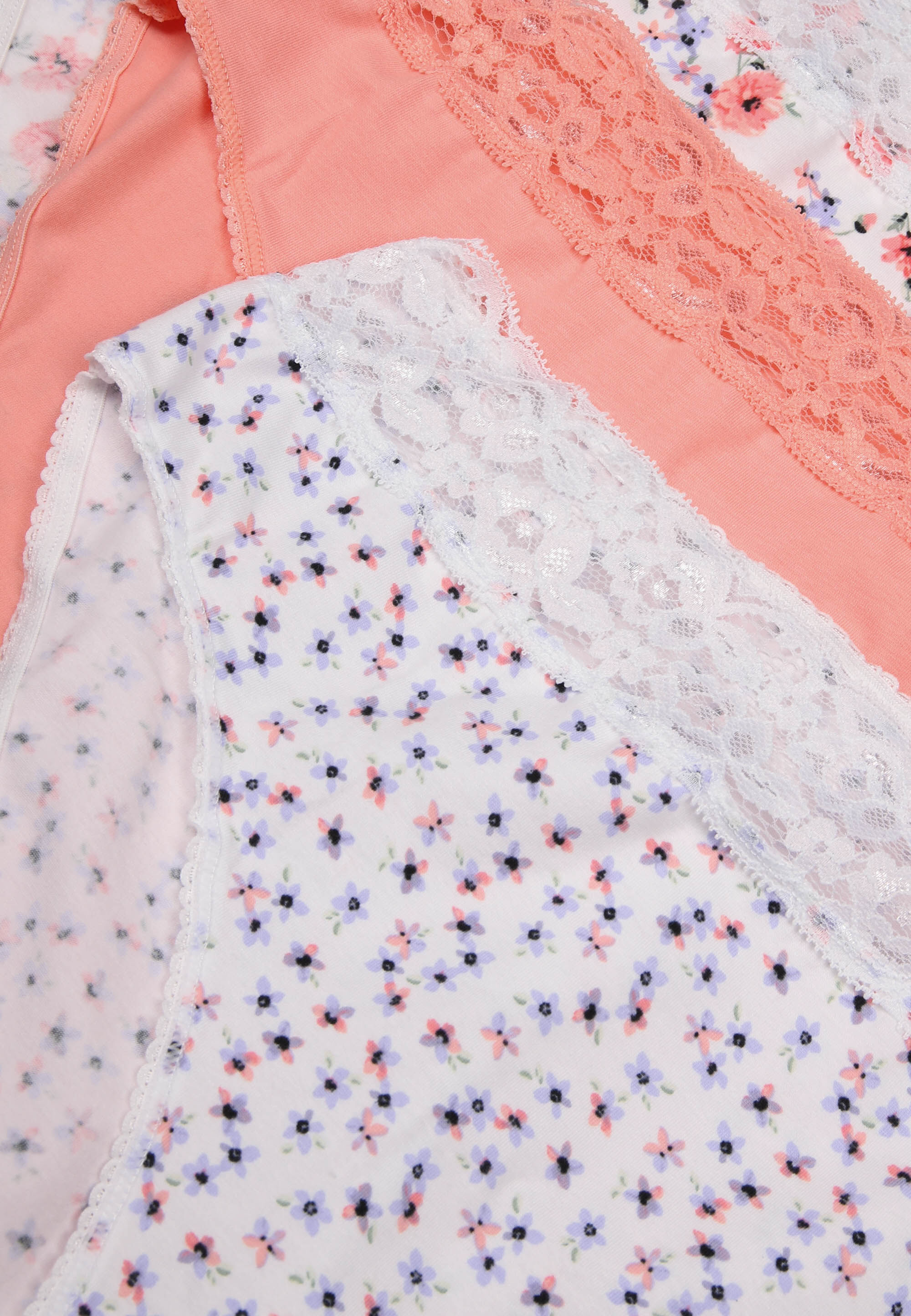 Womens 3pk Coral Floral Print High Cut Briefs