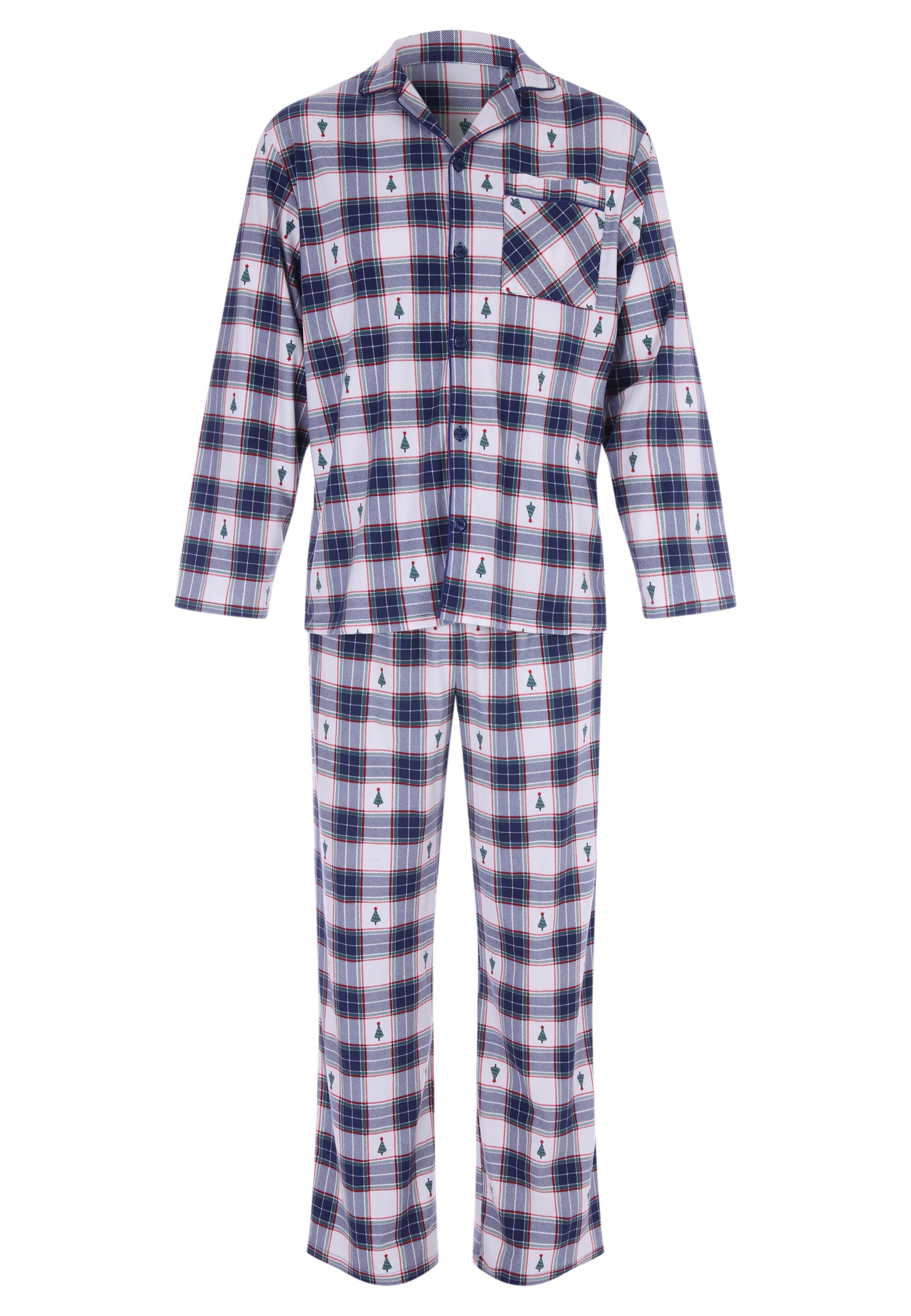 Mens Blue Check Family Christmas Pyjama Set