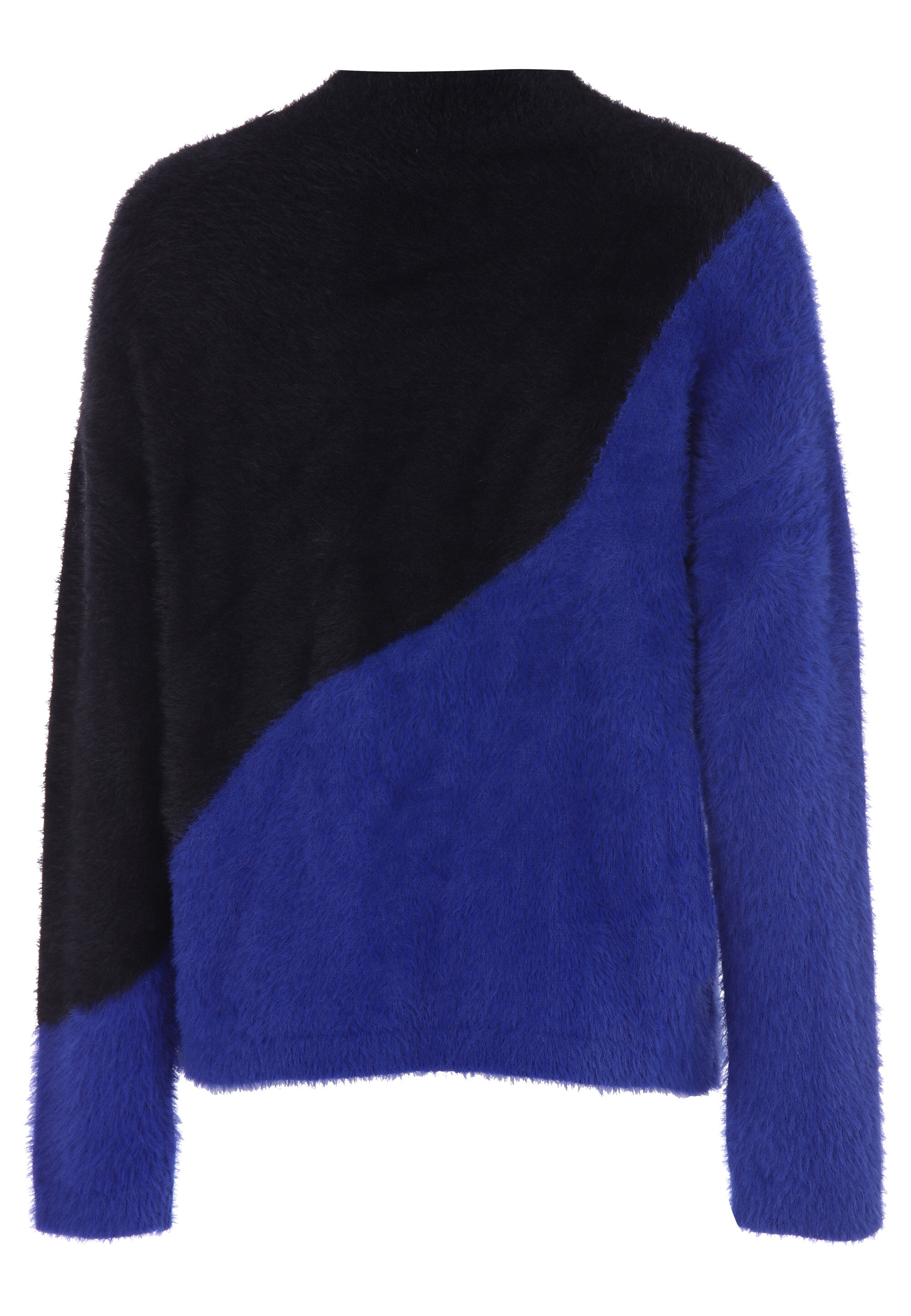 Womens Black & Blue Colourblock Eyelash Knit Jumper