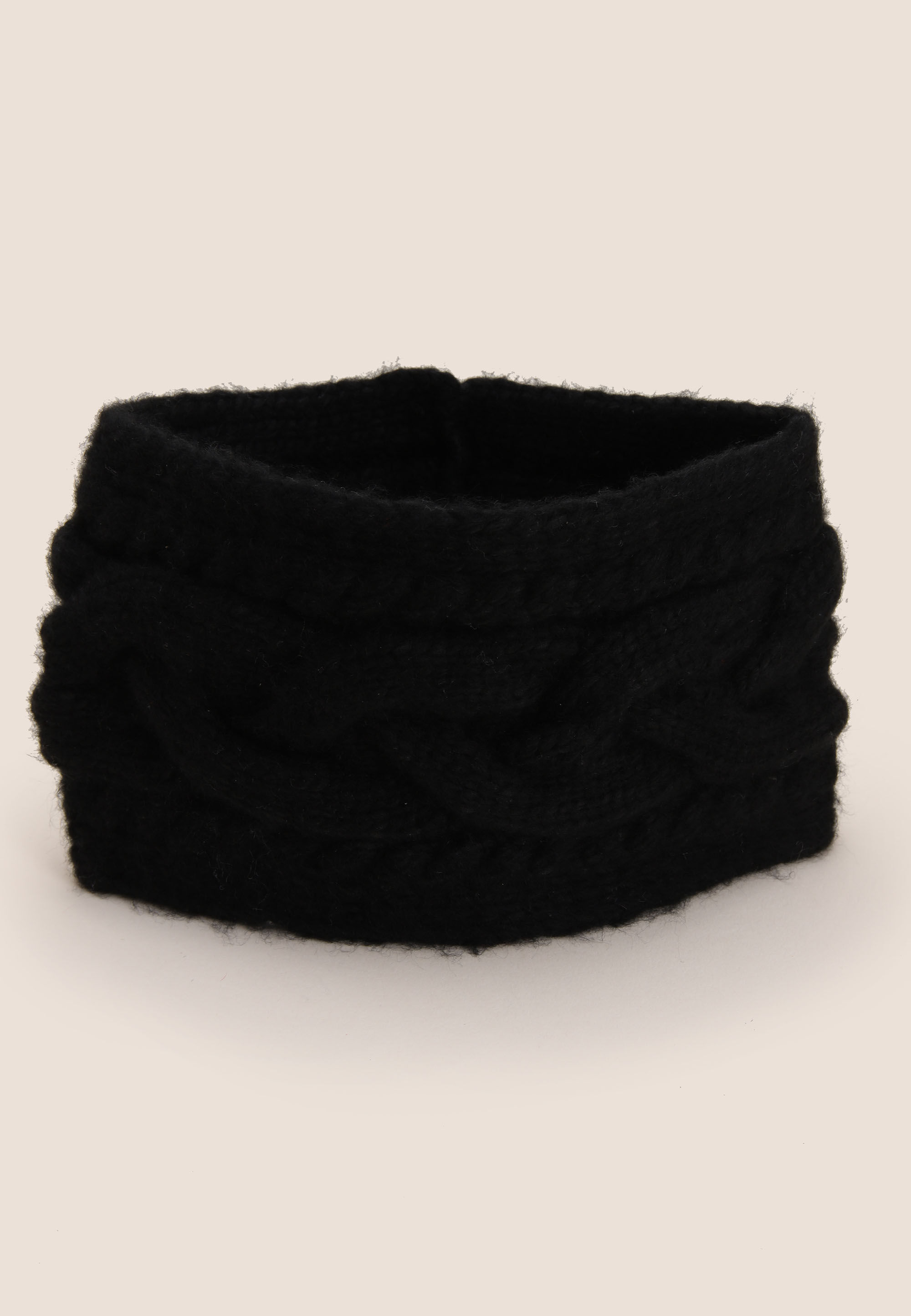 Womens Black Cable Knitted Headband