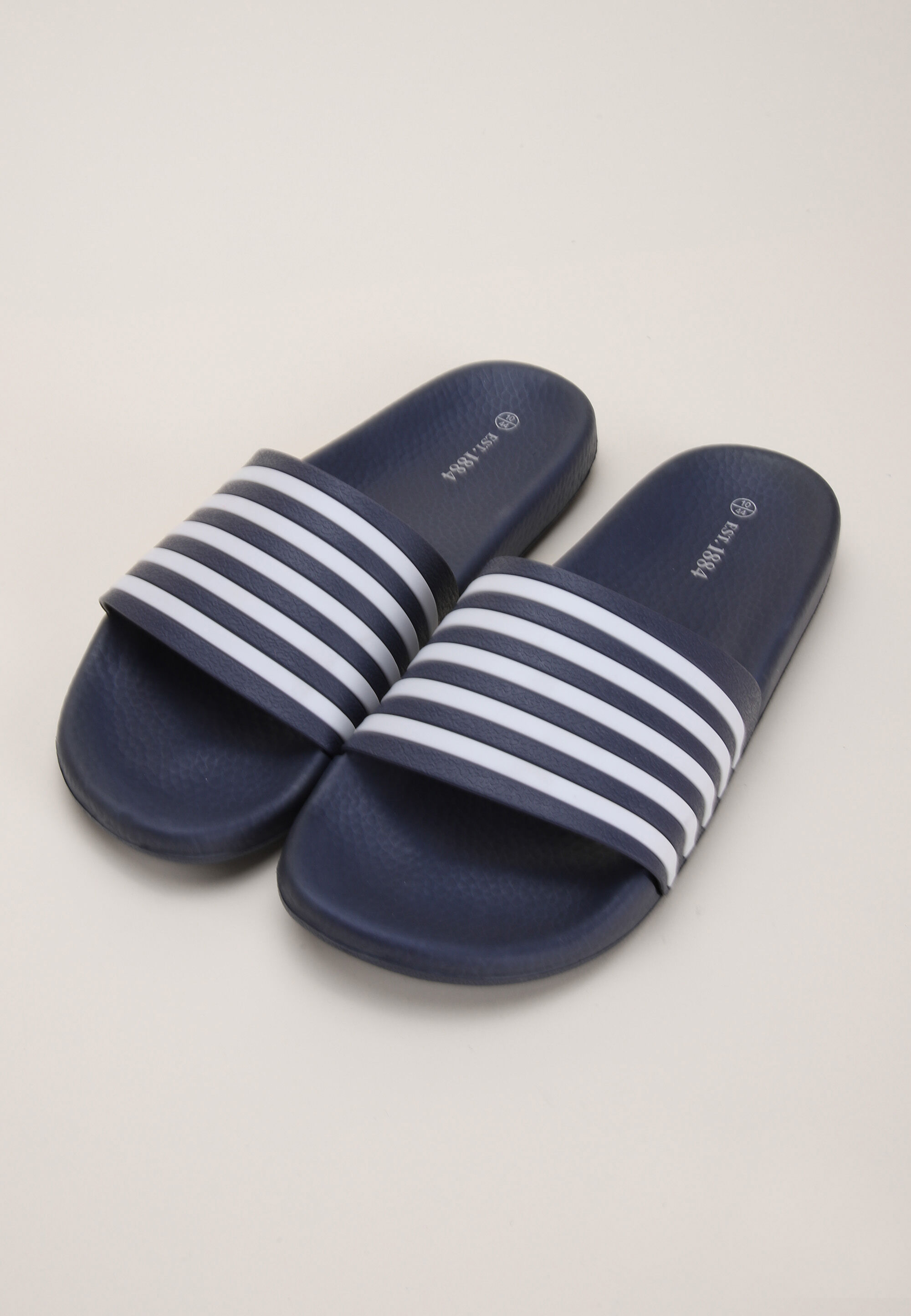 Mens Navy Stripe Pool Slider Sandal