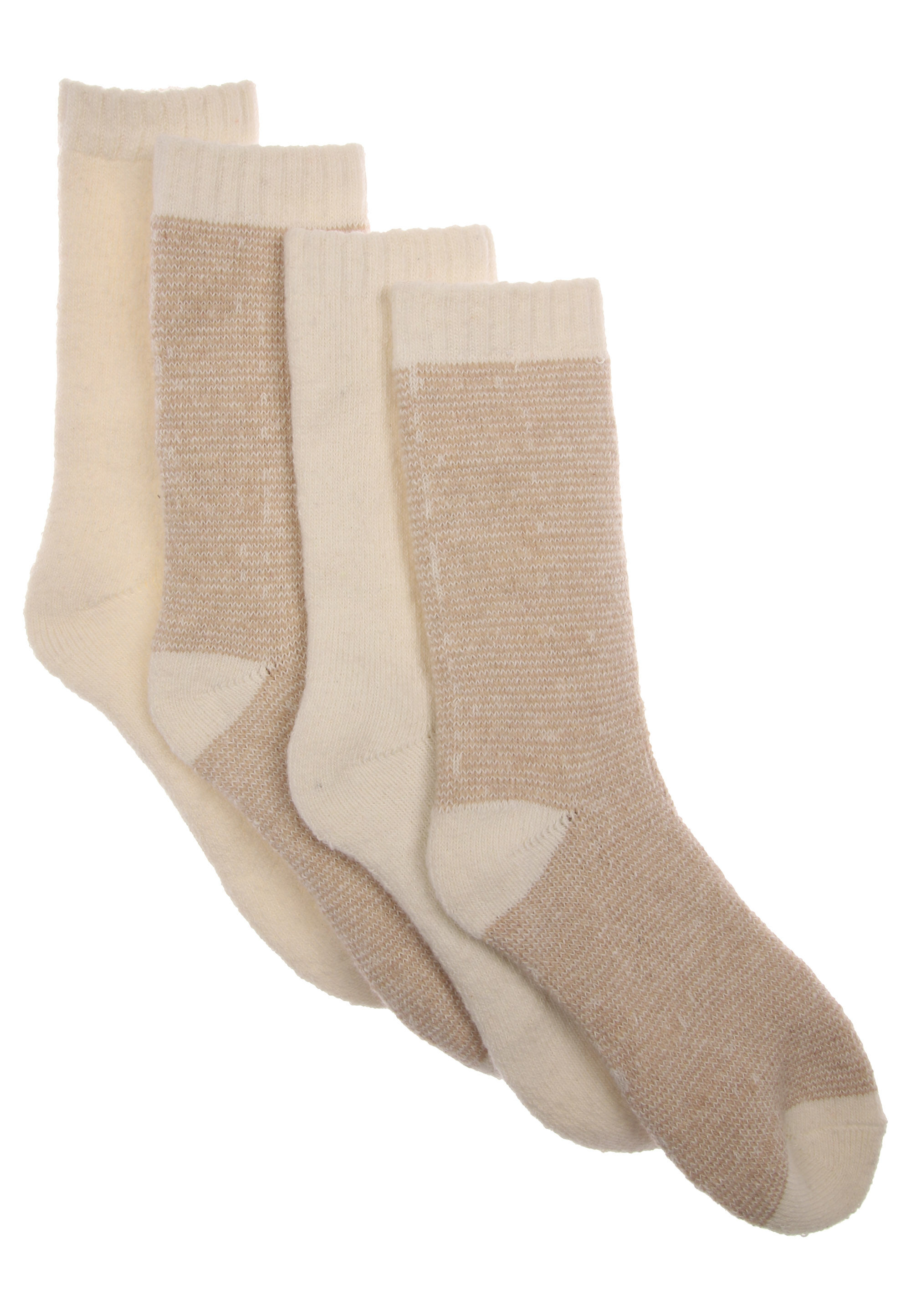 Womens 2pk Beige Stripe Heavy Weight Socks