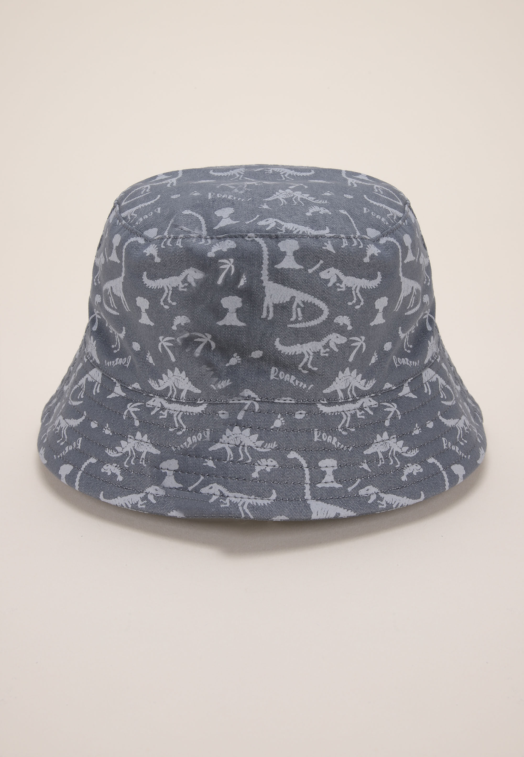 Younger Boys Blue Denim Dinosaur Print Bucket Hat