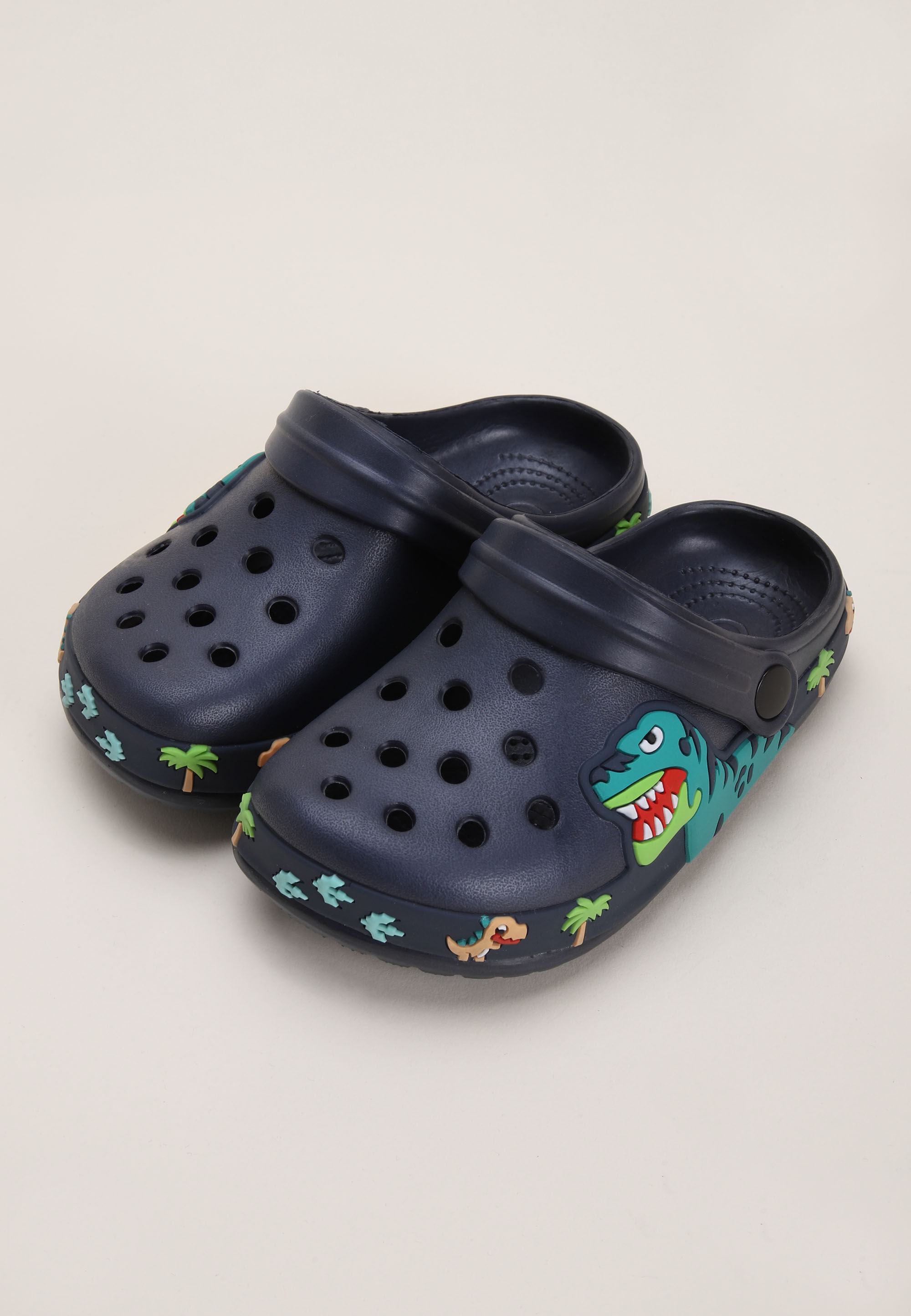 Younger Boys Navy 3D Dino Clog Sandals