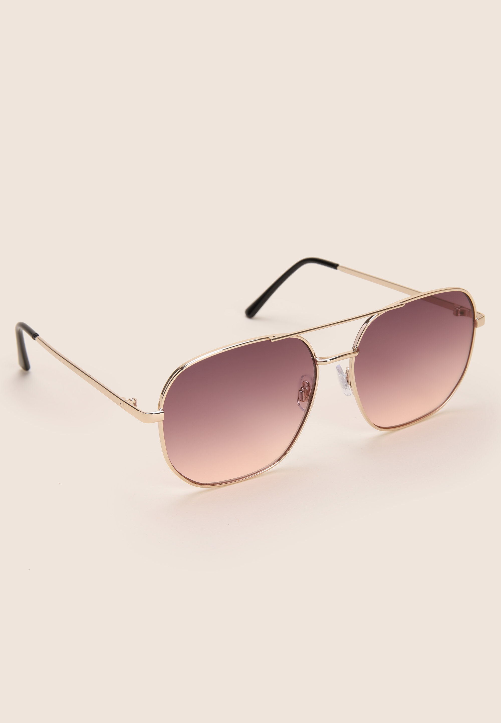 Womens Gold & Pink Aviator Sunglasses