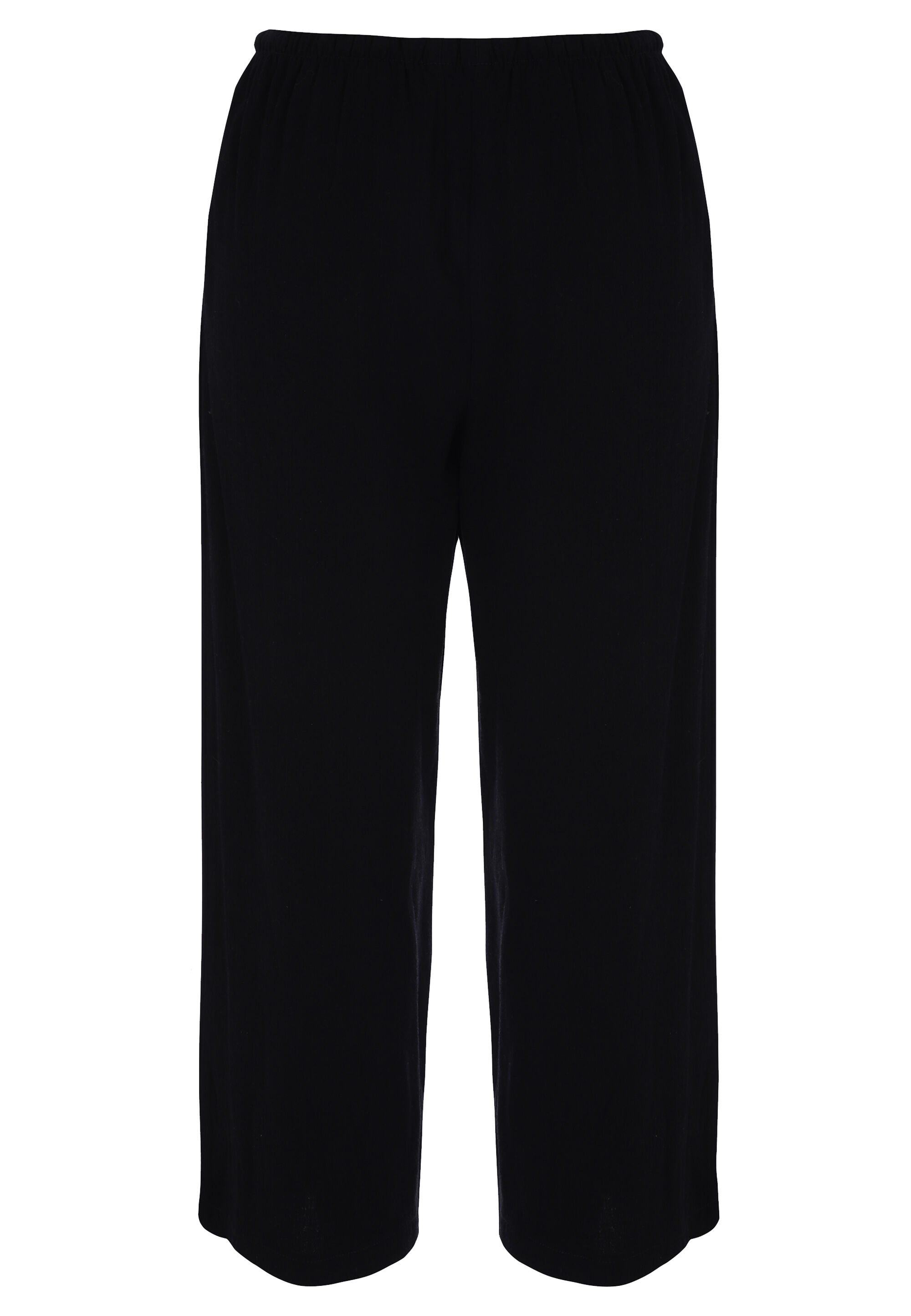 Womens Black Plain Linen Culotte Trousers