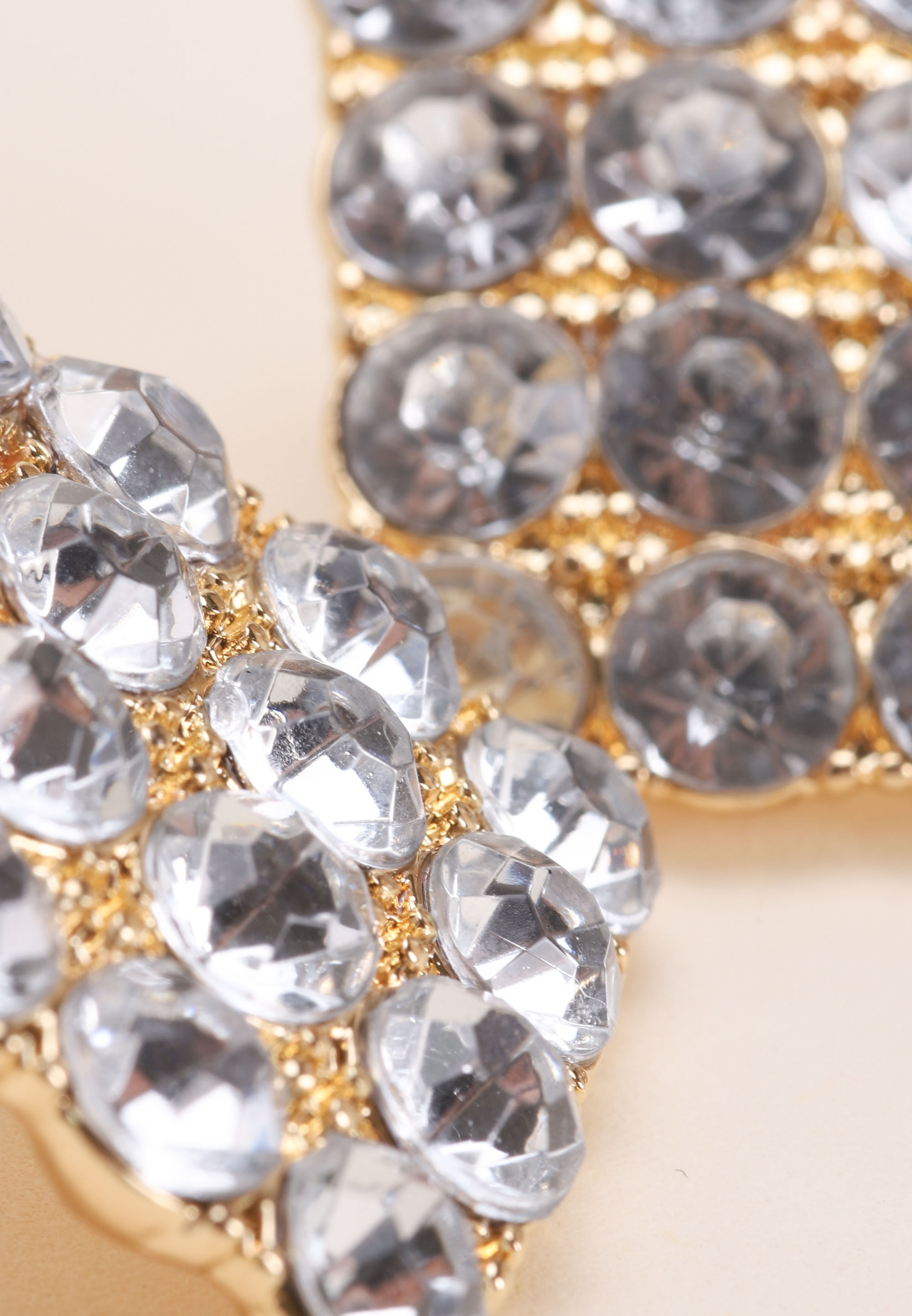Womens Gold Large Diamante Square Earrings