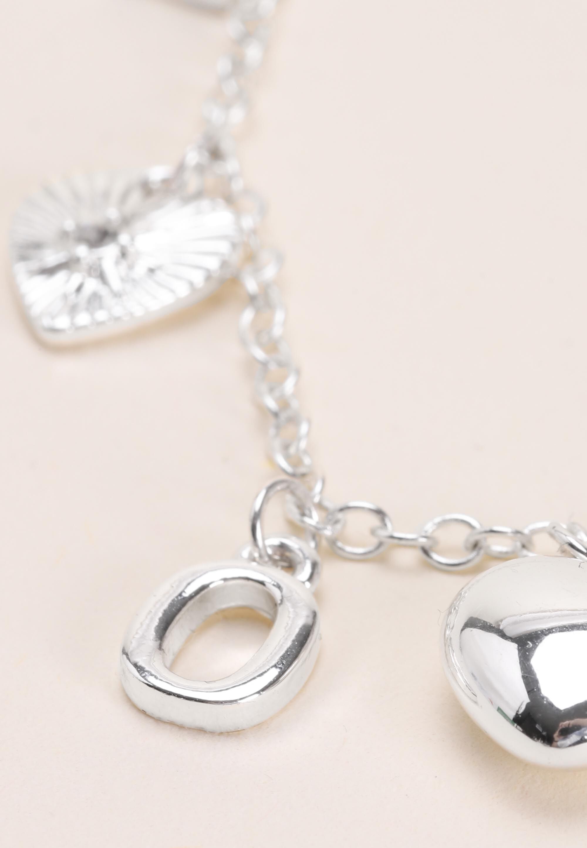 Womens Silver Love Charm Pendant Necklace