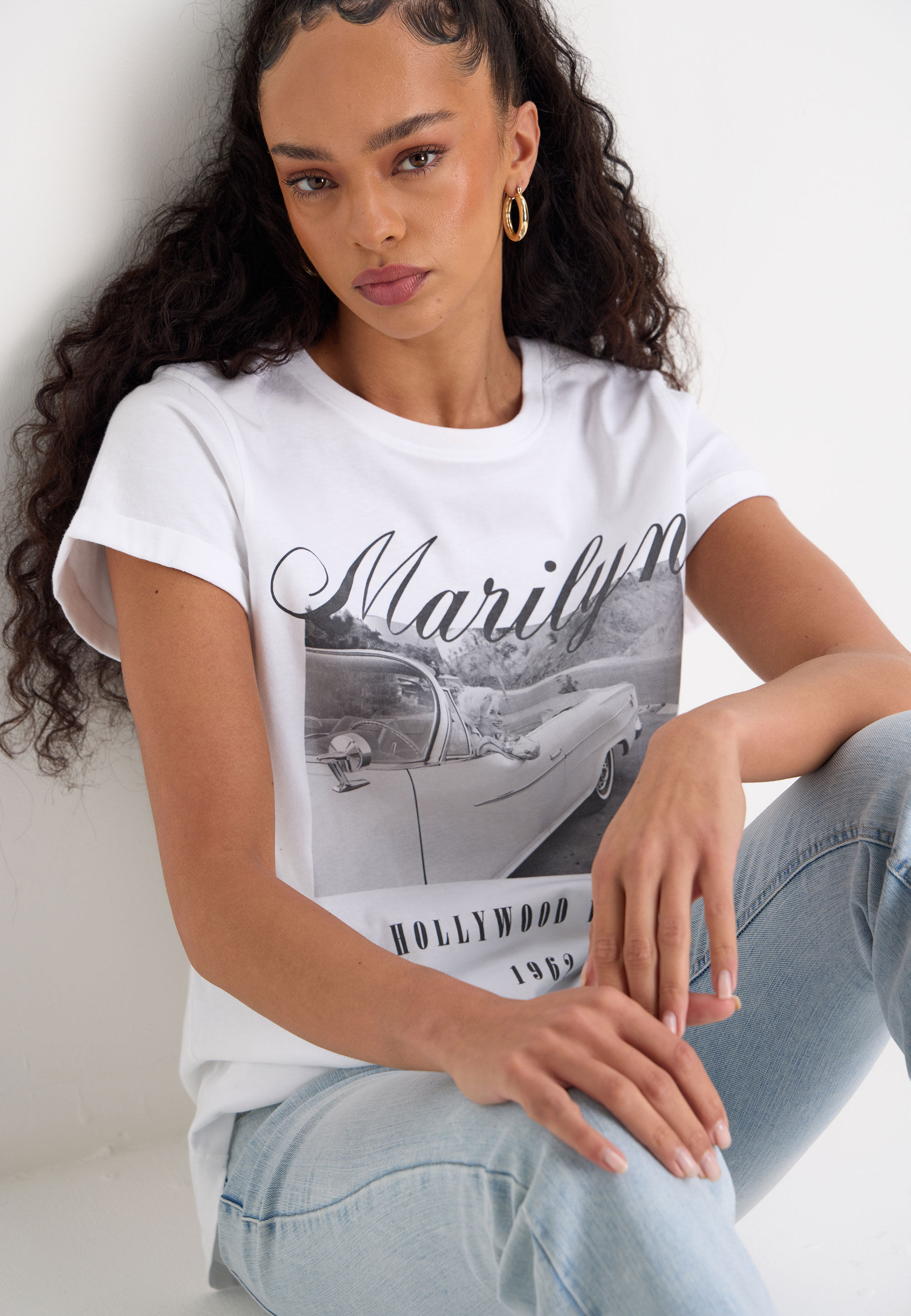 Womens White Marilyn Monroe Short Sleeve Graphic T-Shirt