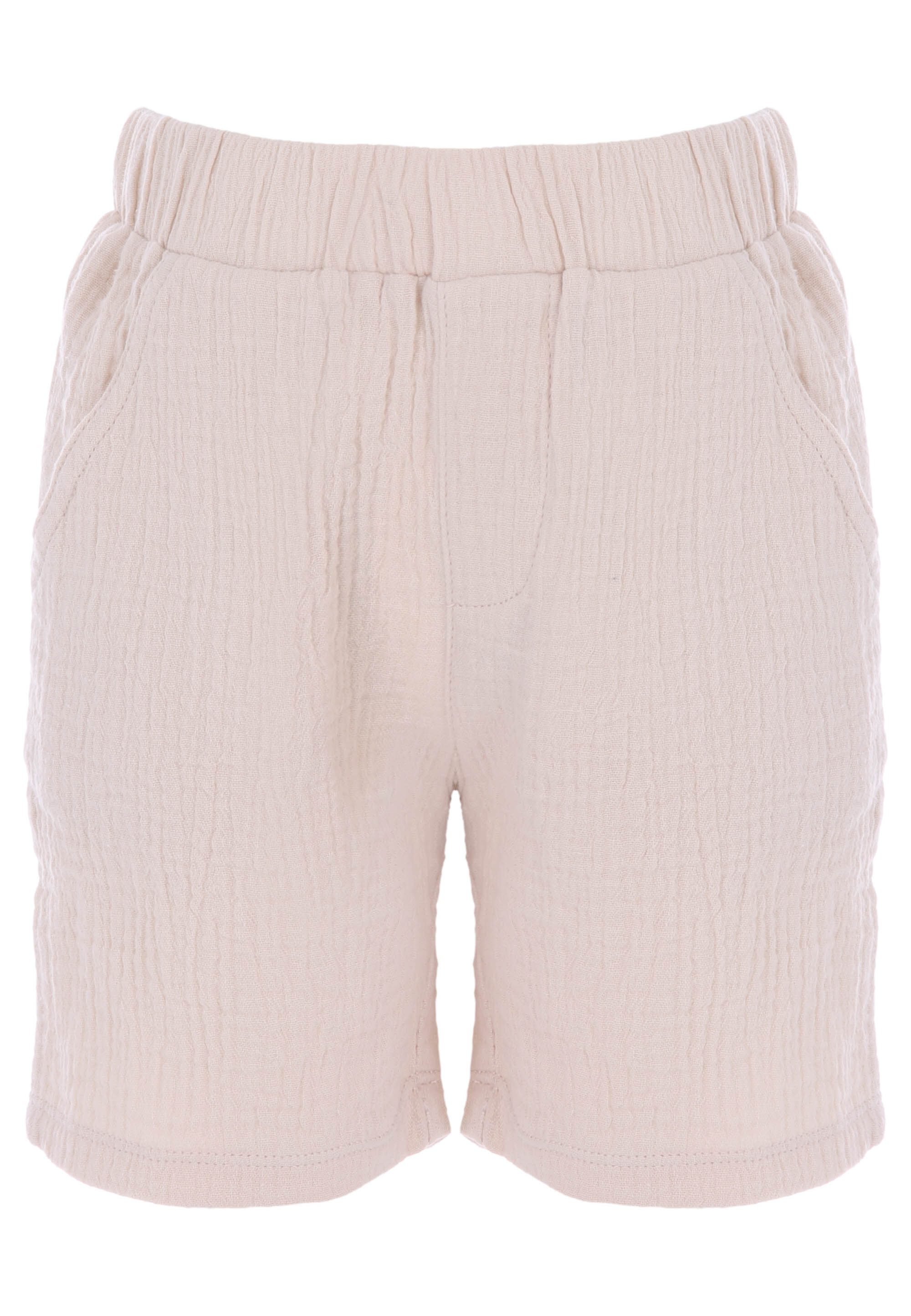Younger Boys White Cotton Cheesecloth Shirt and Short Set