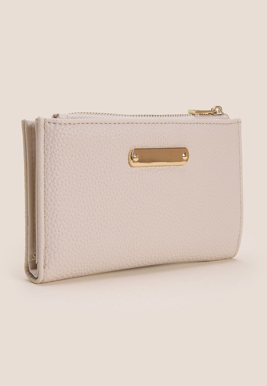 Womens Cream Slimline Textured Purse