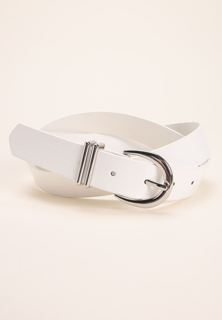 Womens White & Silver Jean Belt