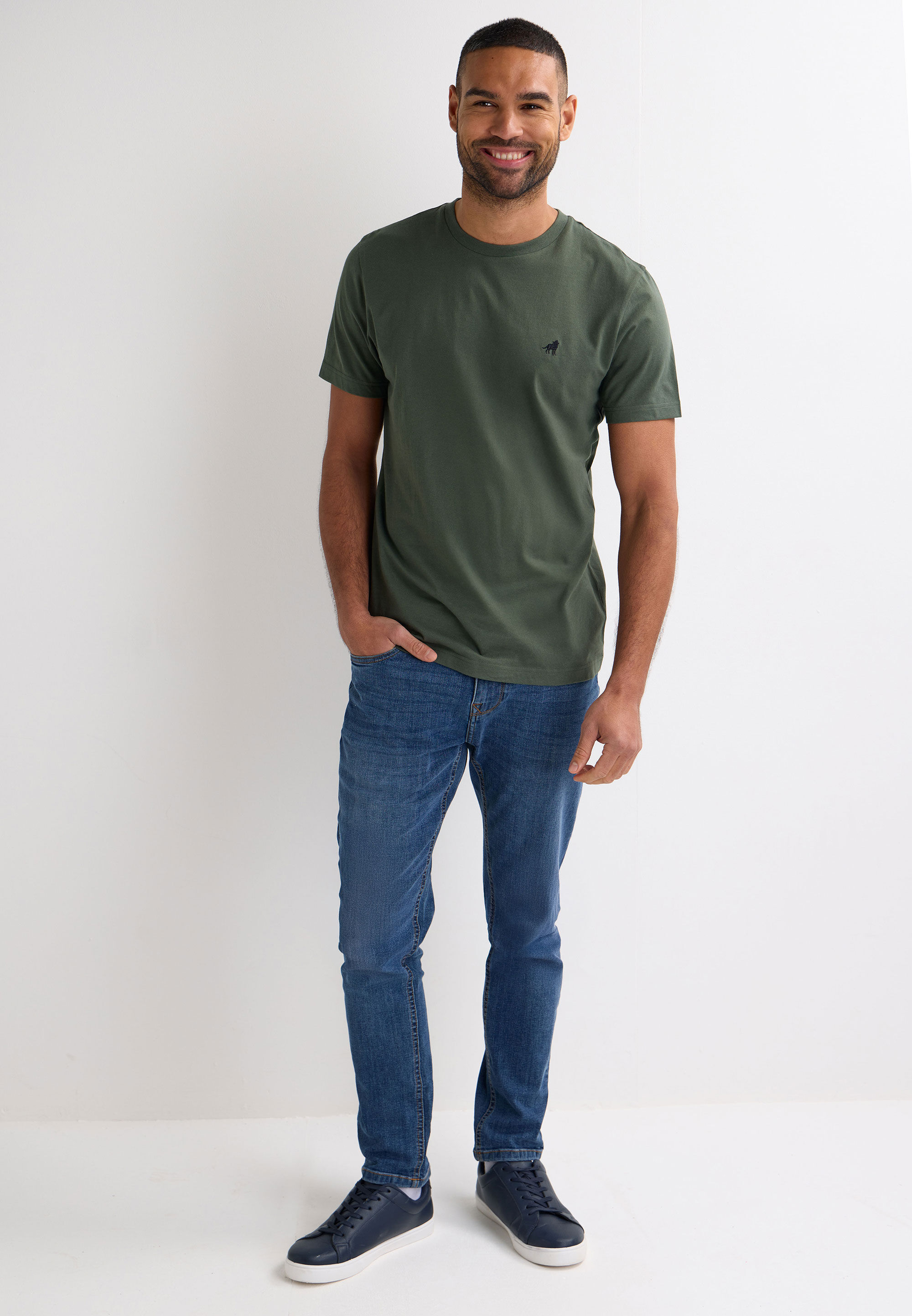 Mens Khaki Crew Neck Basic T-Shirt