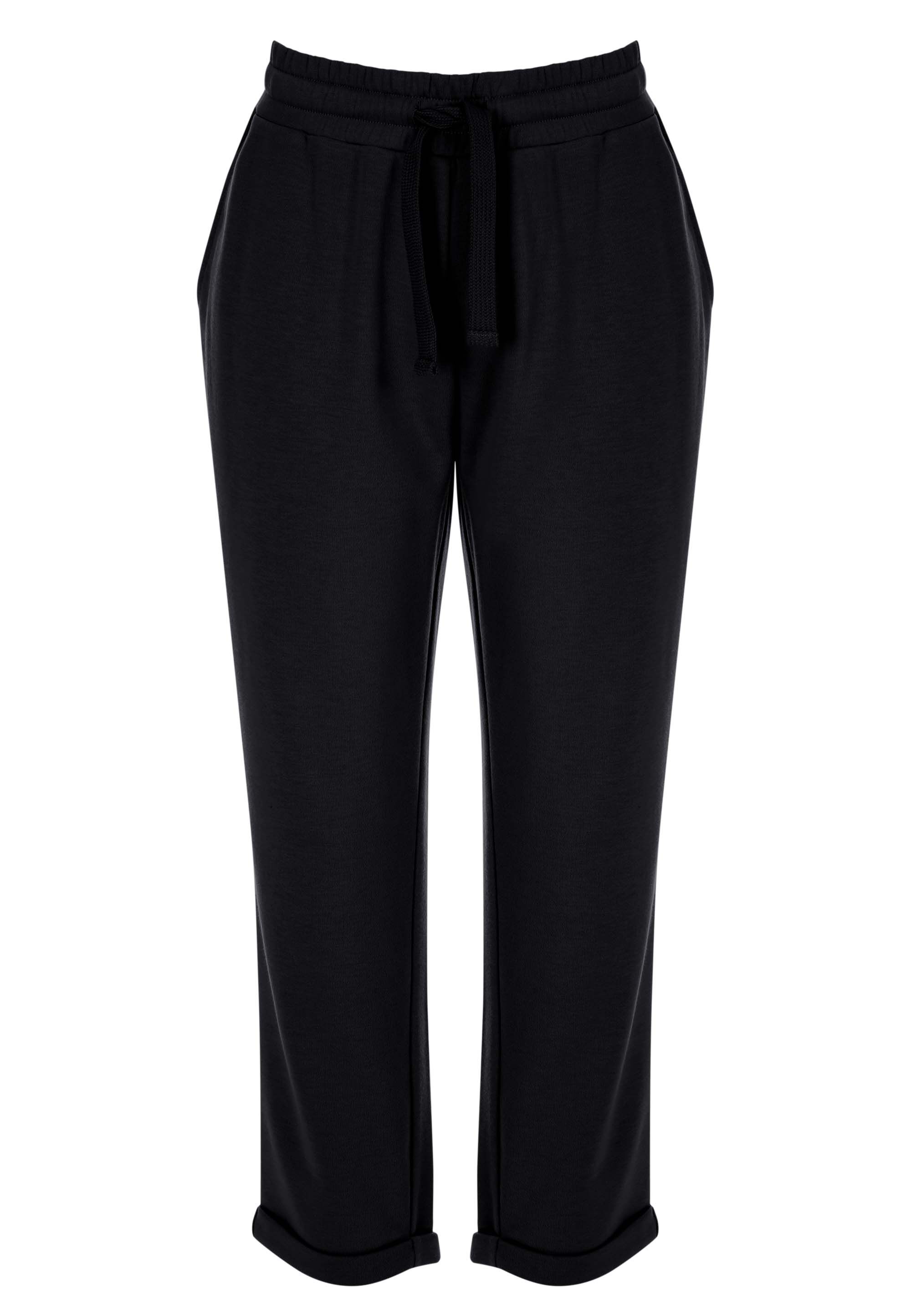 Womens Black Plain Cropped Joggers
