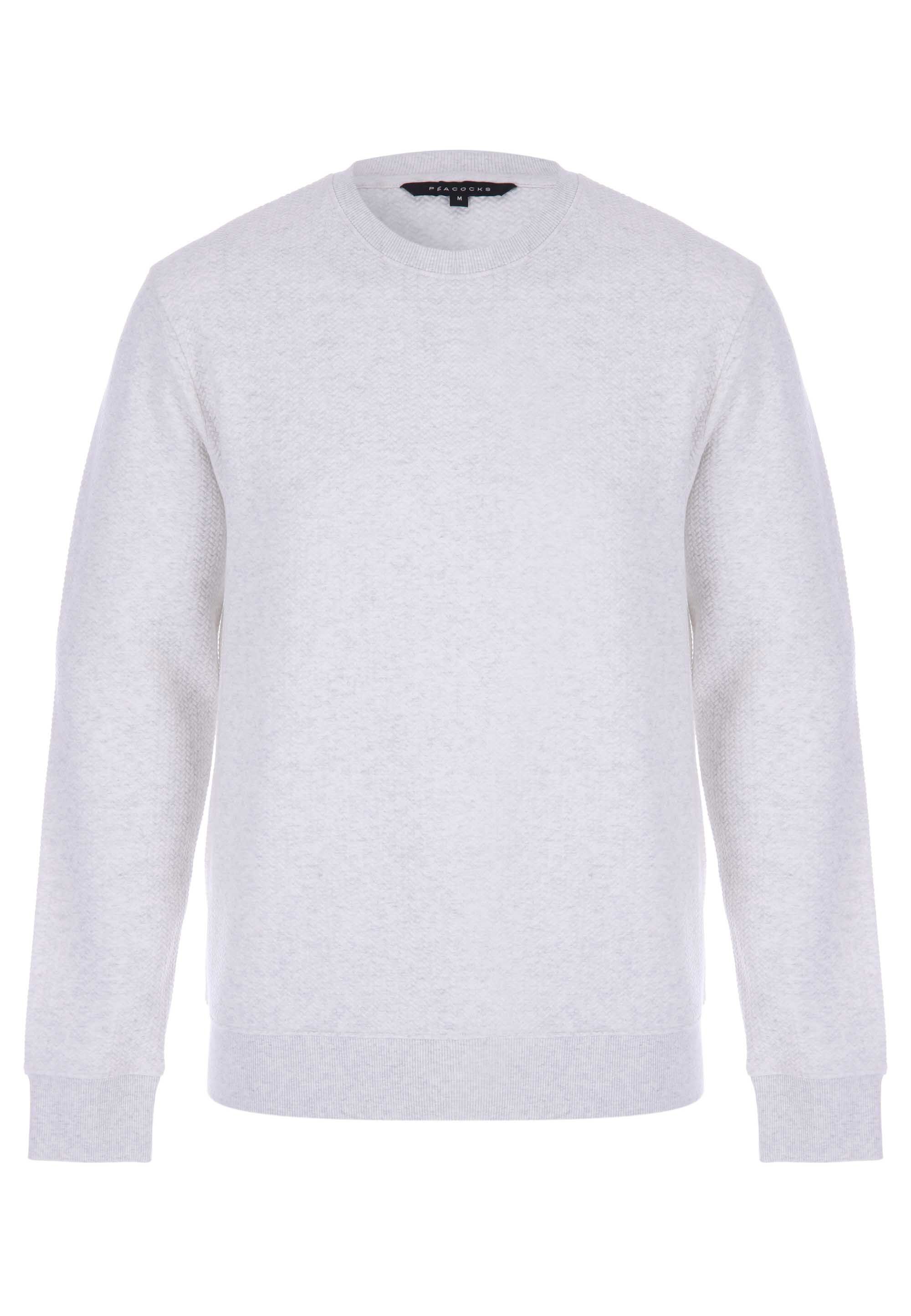 Mens Ecru Plain Textured Crew Sweatshirt