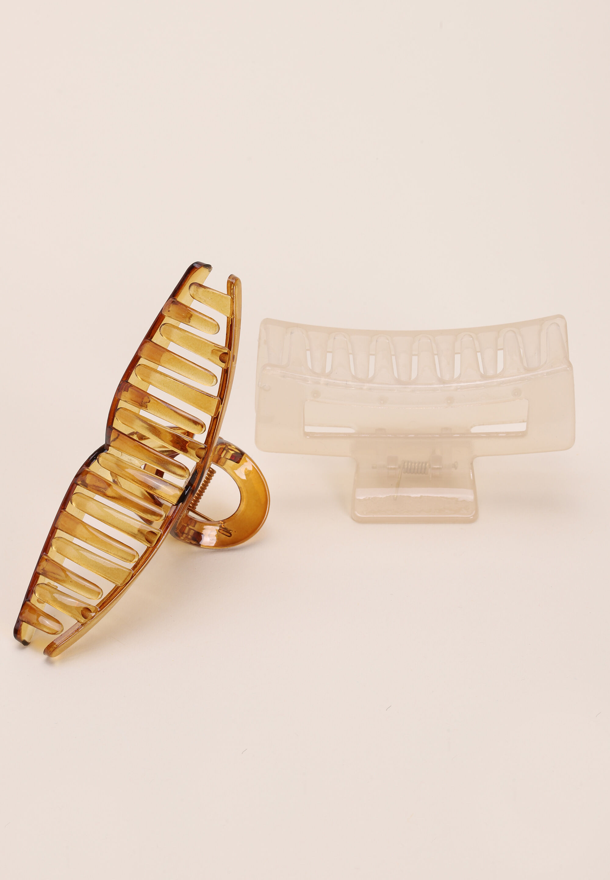Womens 2pk Cream & Brown Hair Claw Clips